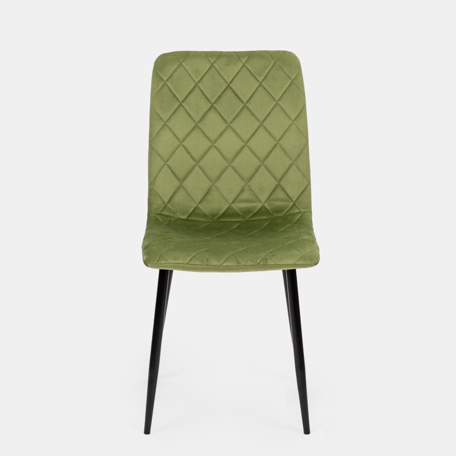 Set 4 sedie in velluto trapuntato verde con gambe nere - Zilch