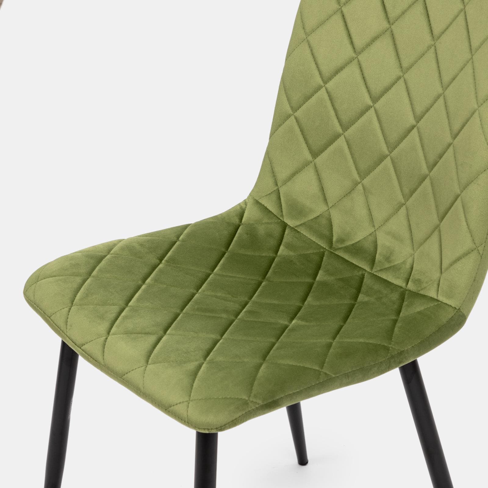 Set 4 sedie in velluto trapuntato verde con gambe nere - Zilch