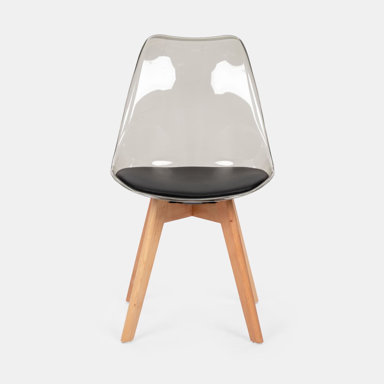 Set 4 sedie scandi nero trasparente gambe in legno con cuscino nero - Alborg Ghost