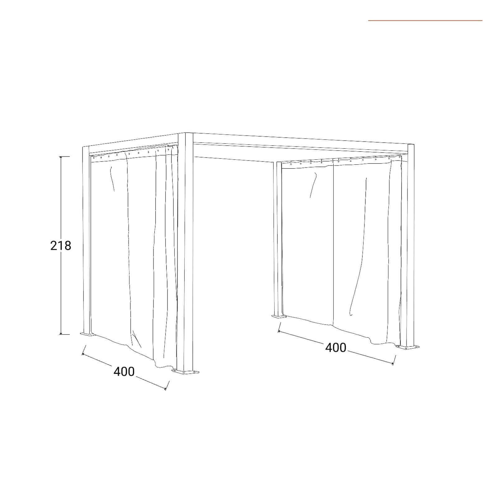 Set 4 zanzariere lato 4 m per gazebo bioclimatico
