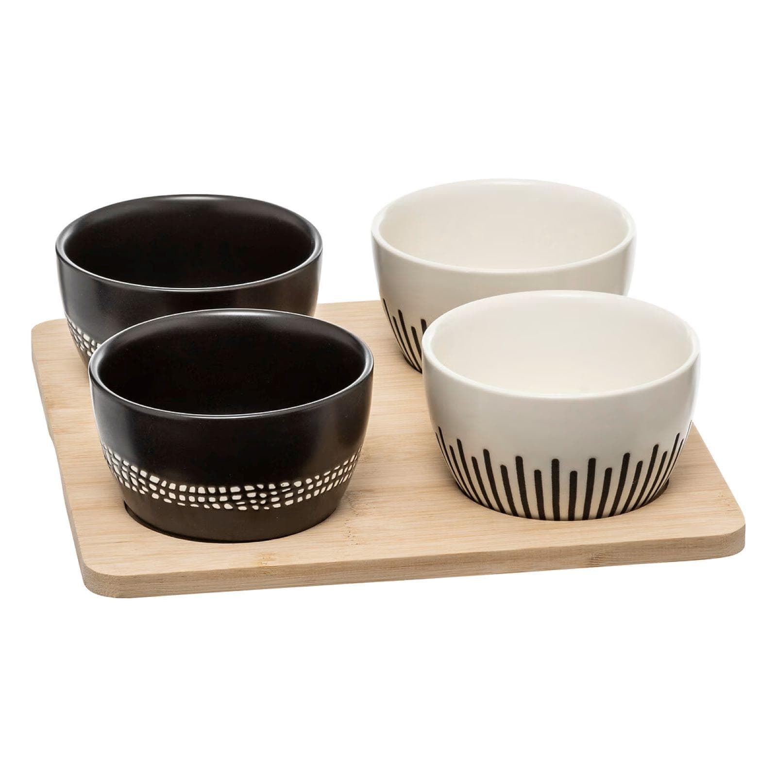 Set 5 accessori per aperitivo in bambù naturale e ceramica motivo etnico