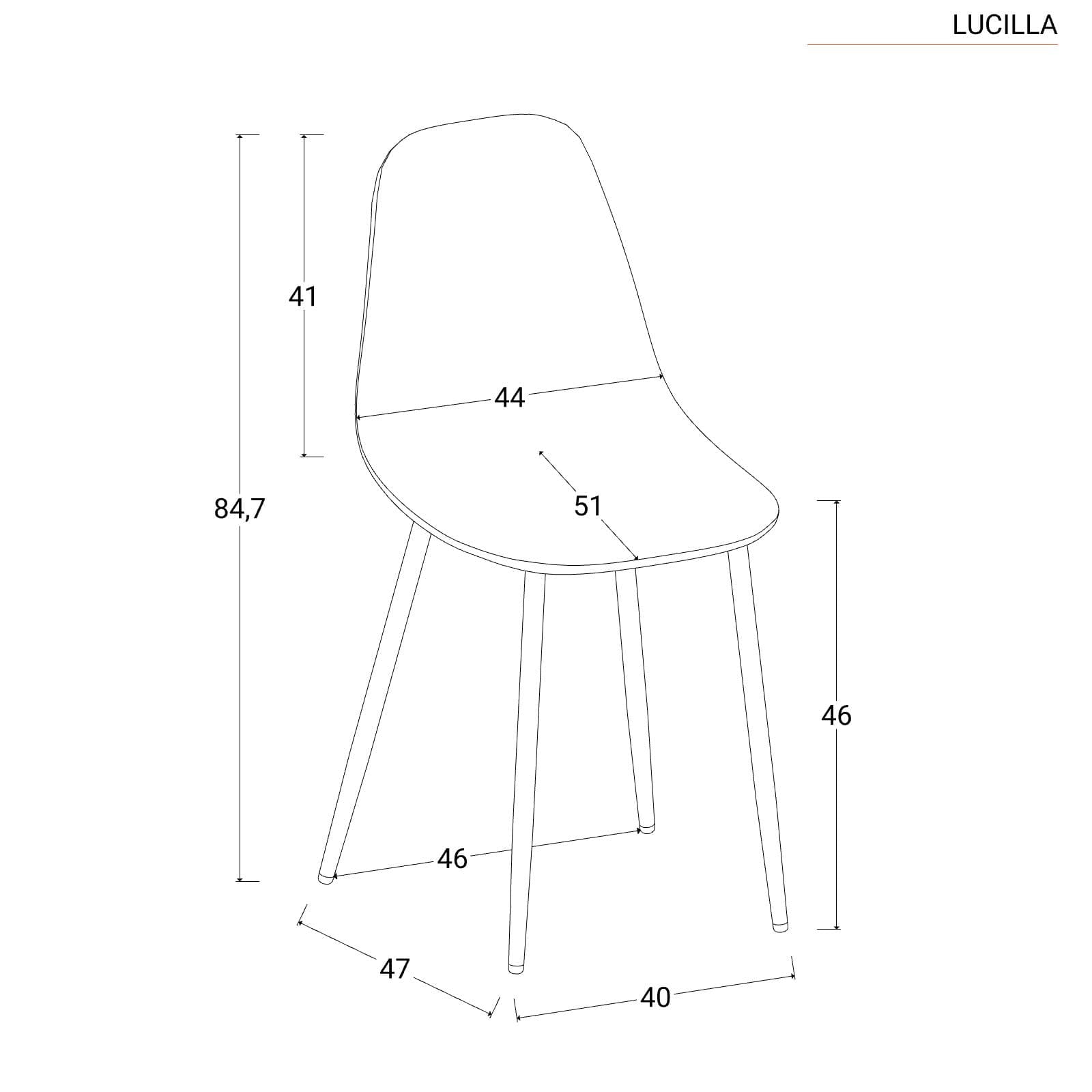Set 6 sedie in polipropilene bianco con gambe legno - Lucilla