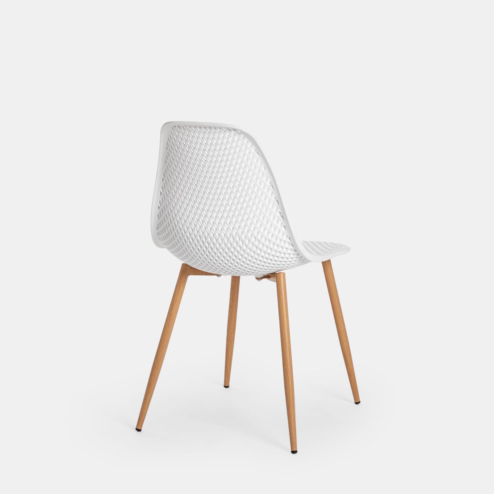 Set 6 sedie in polipropilene bianco con gambe legno - Lucilla