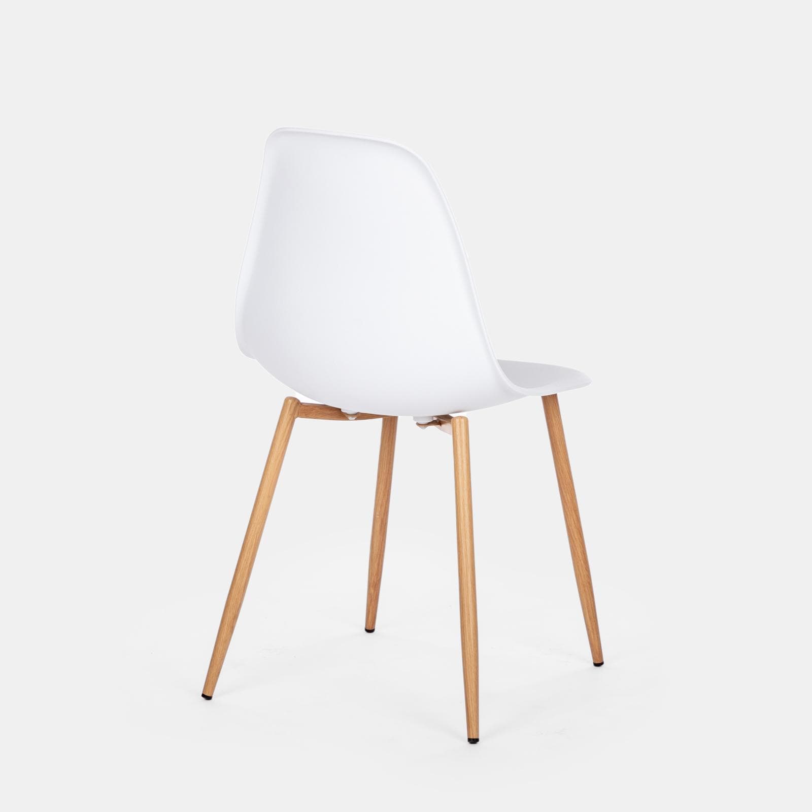 Set 6 sedie in polipropilene bianco con gambe effetto legno - Kaily