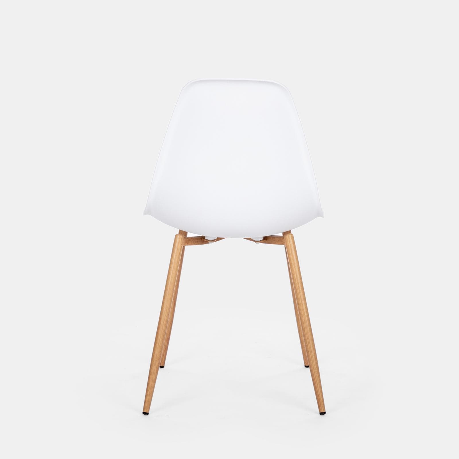 Set 6 sedie in polipropilene bianco con gambe effetto legno - Kaily