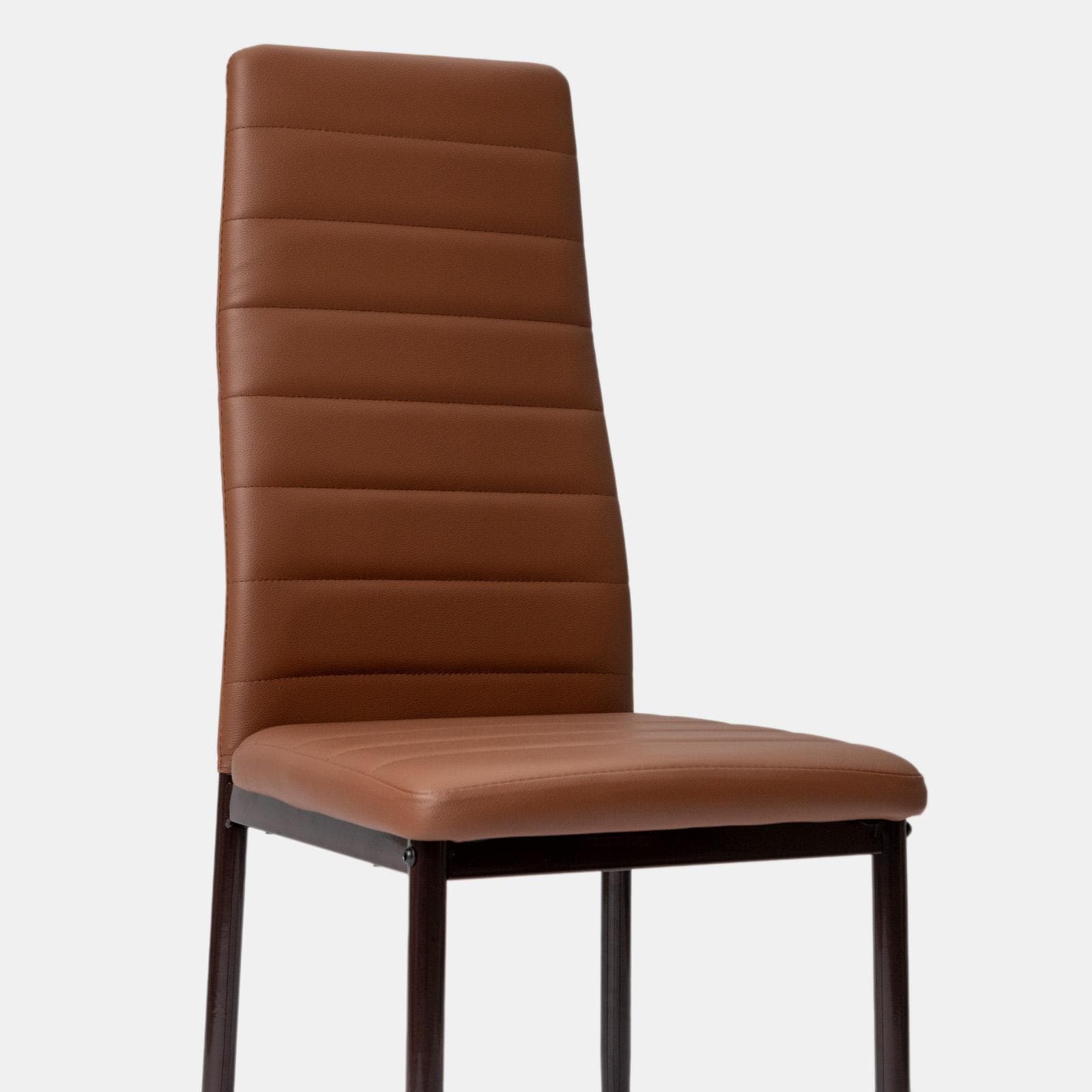 Set 6 sedie in similpelle cognac con schienale alto - Fenice