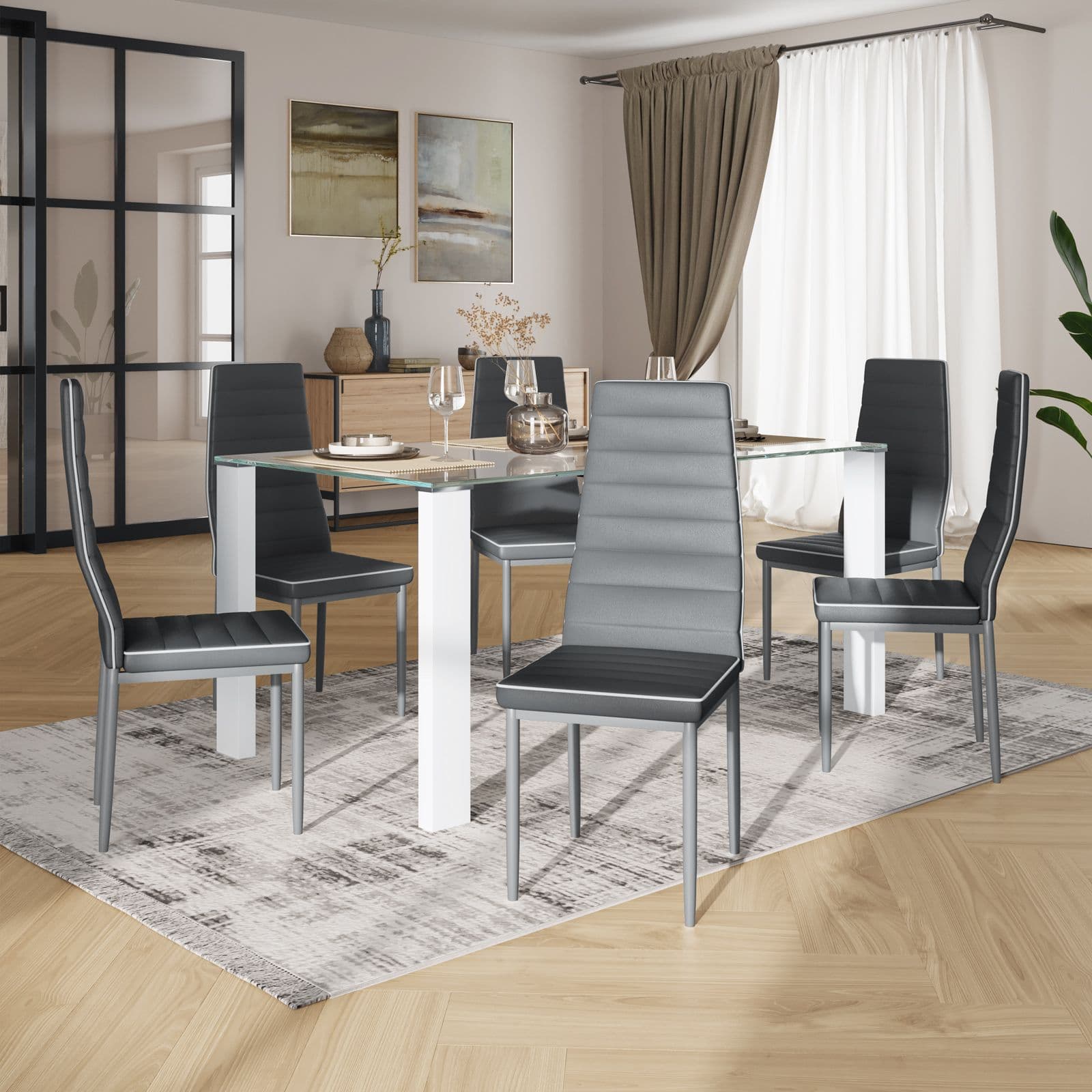 Set 6 sedie in similpelle grigio - Florida