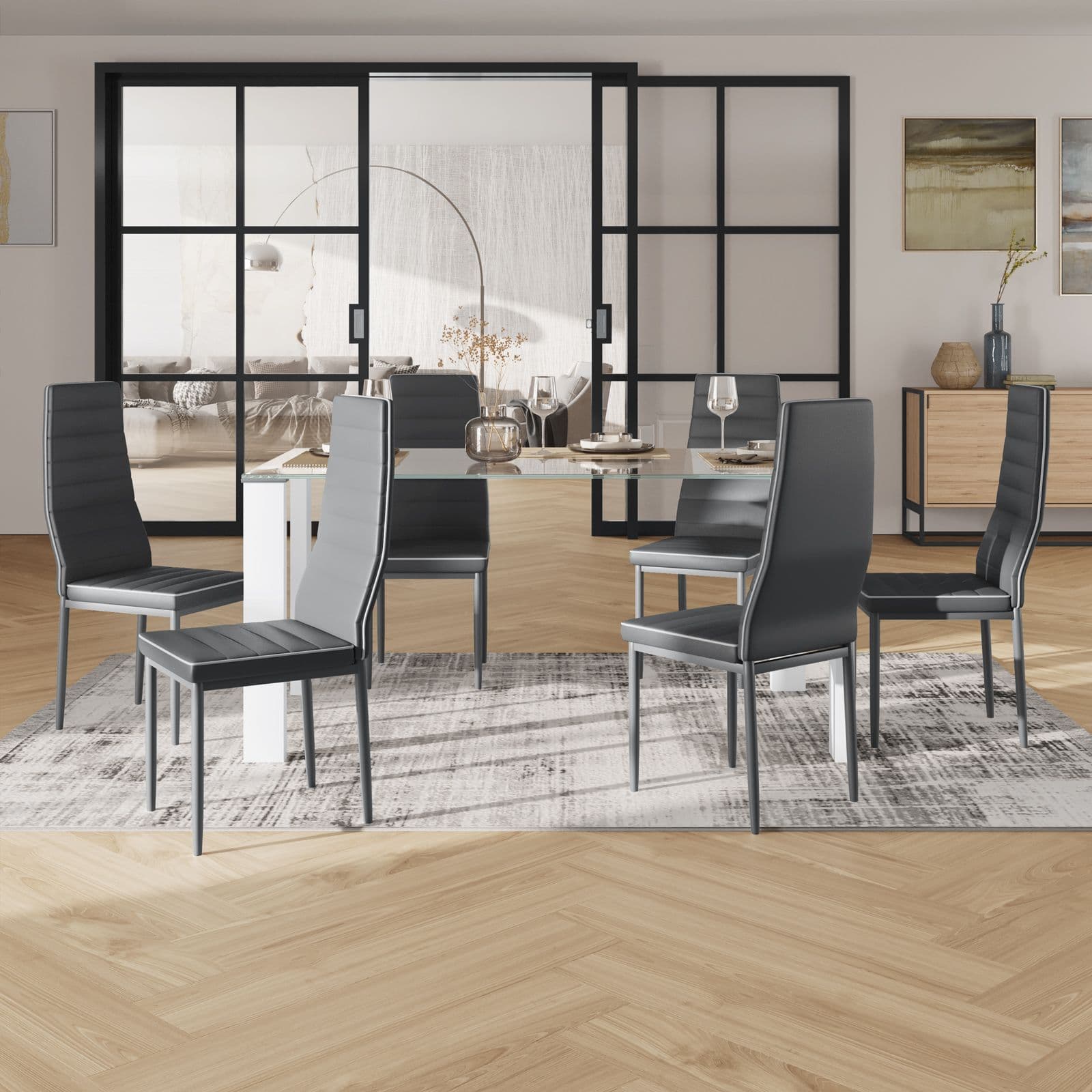 Set 6 sedie in similpelle grigio - Florida