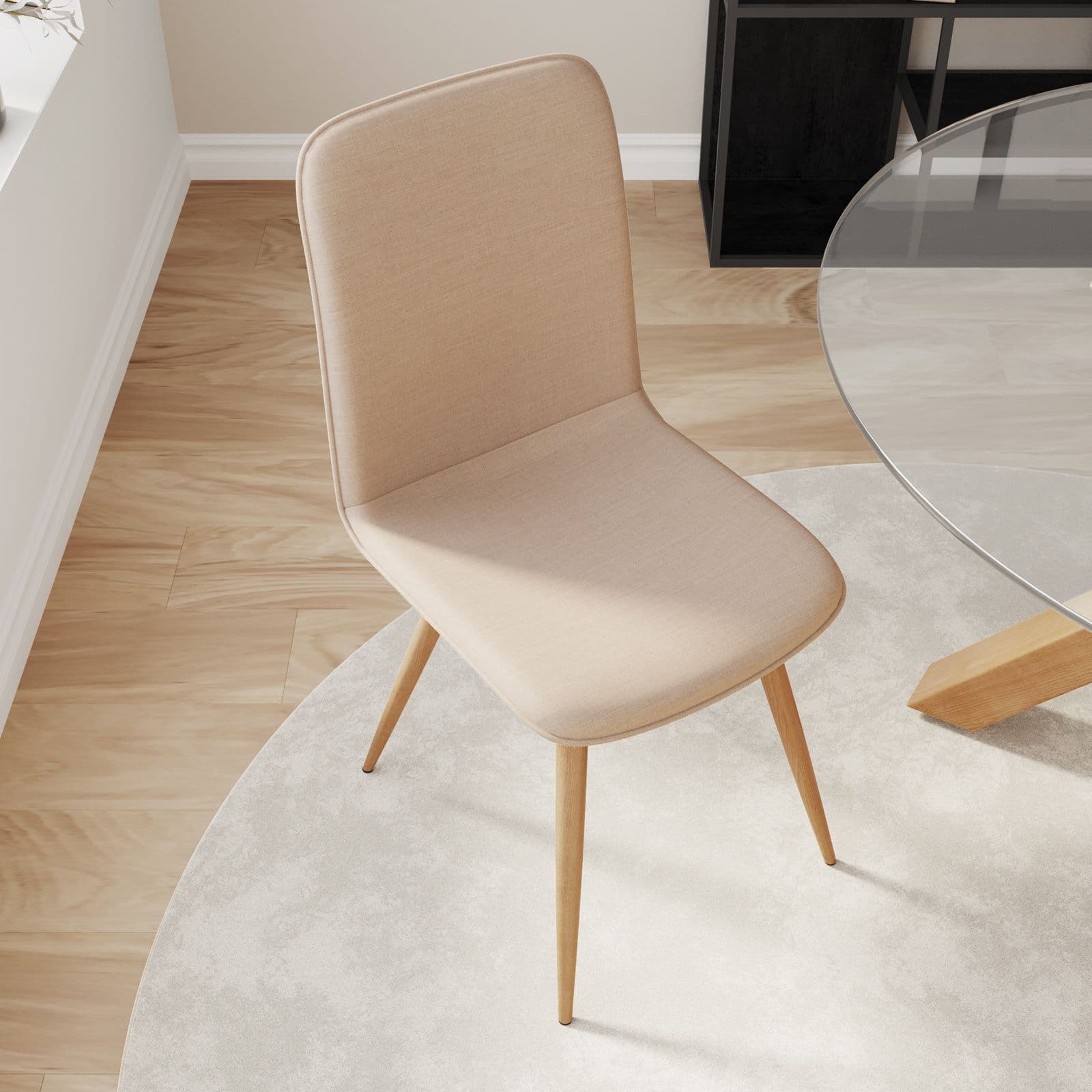 Set 6 sedie in tessuto beige con gambe rovere chiaro - Sirya