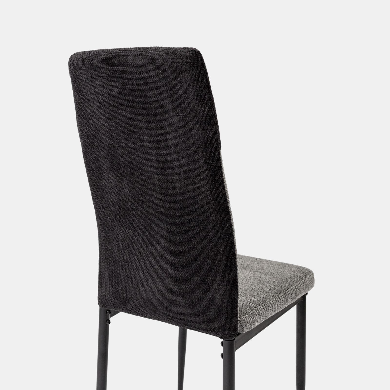 Set 6 sedie in tessuto grigio e nero con gambe in metallo nere - Sworty Plus