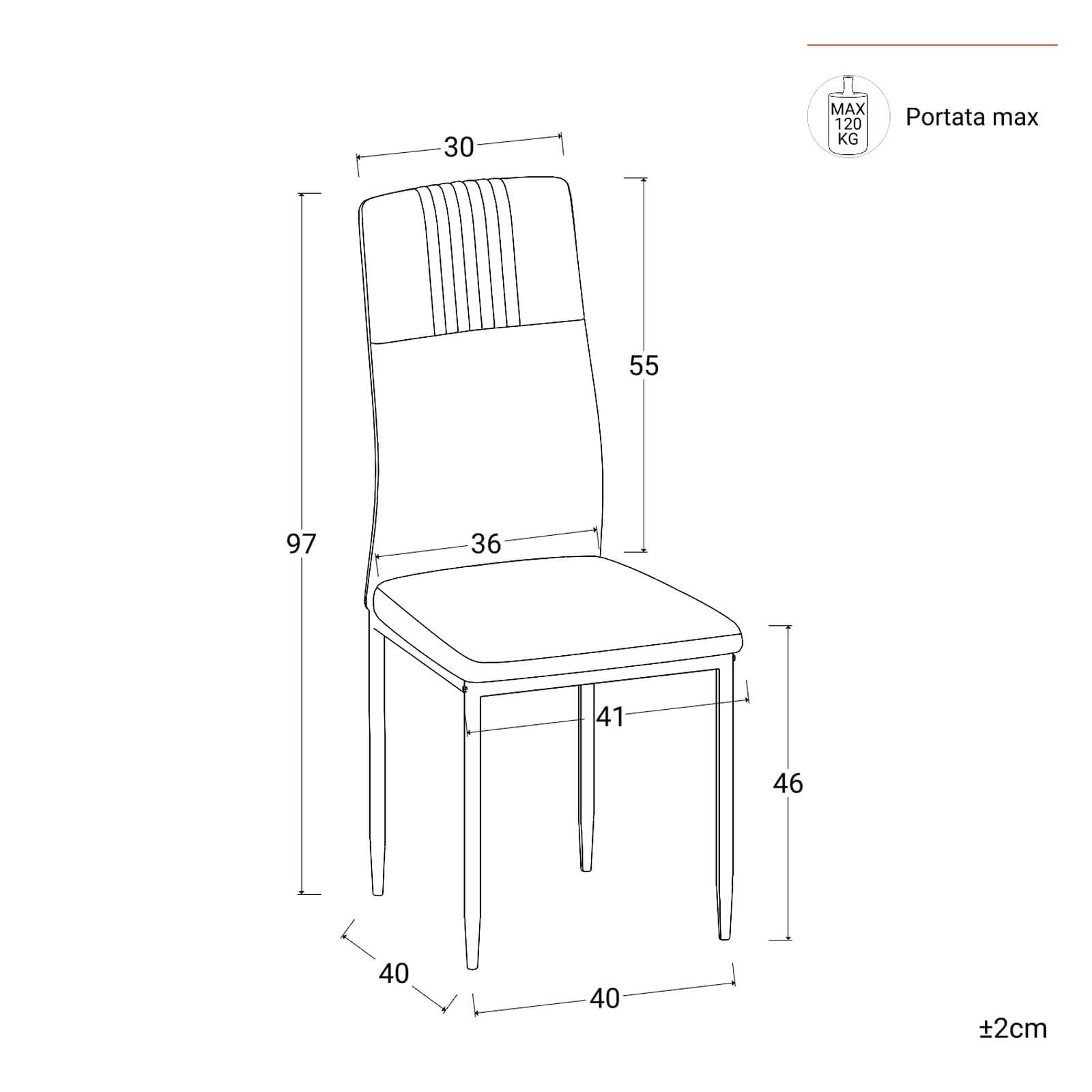 Set 6 sedie in tessuto grigio e nero con gambe in metallo nere - Sworty Plus