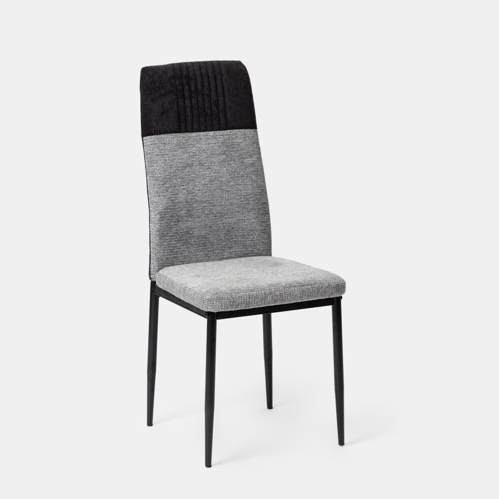 Set 6 sedie in tessuto grigio e nero con gambe in metallo nere - Sworty Plus