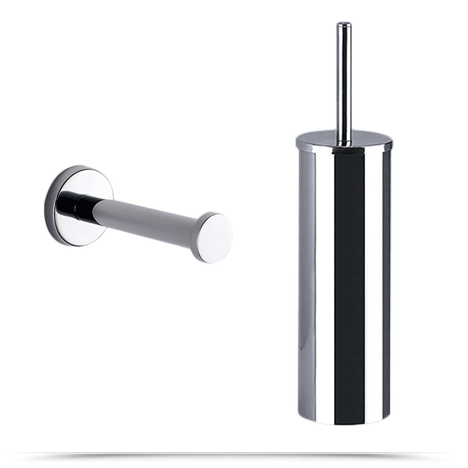Set 8 accessori a muro in acciaio inox cromo e vetro satinato - Felce di Gedy