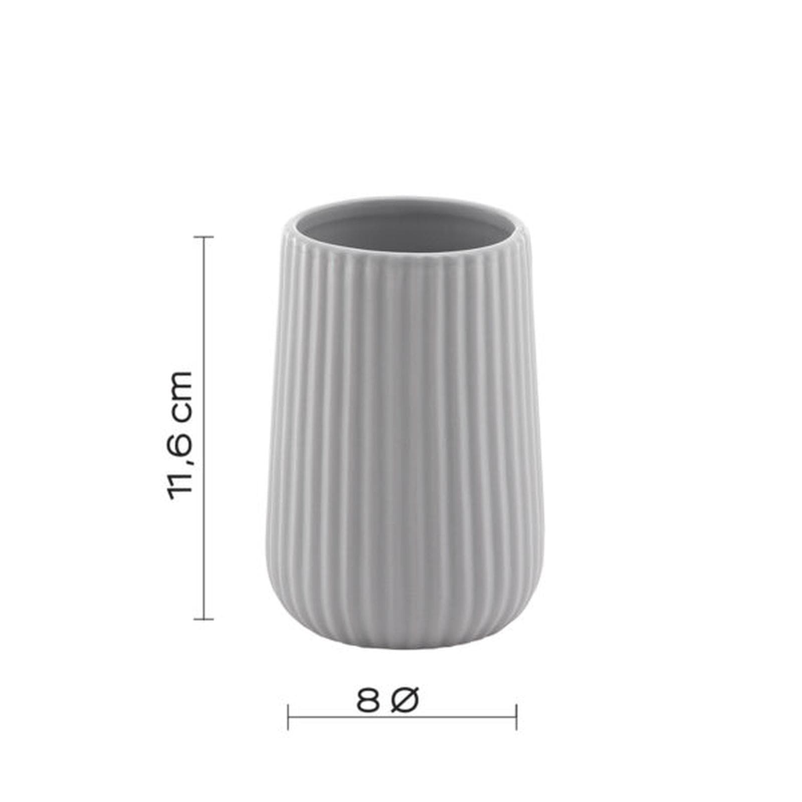 Set 3 accessori appoggio in ceramica grigio rigato - Marika di Gedy