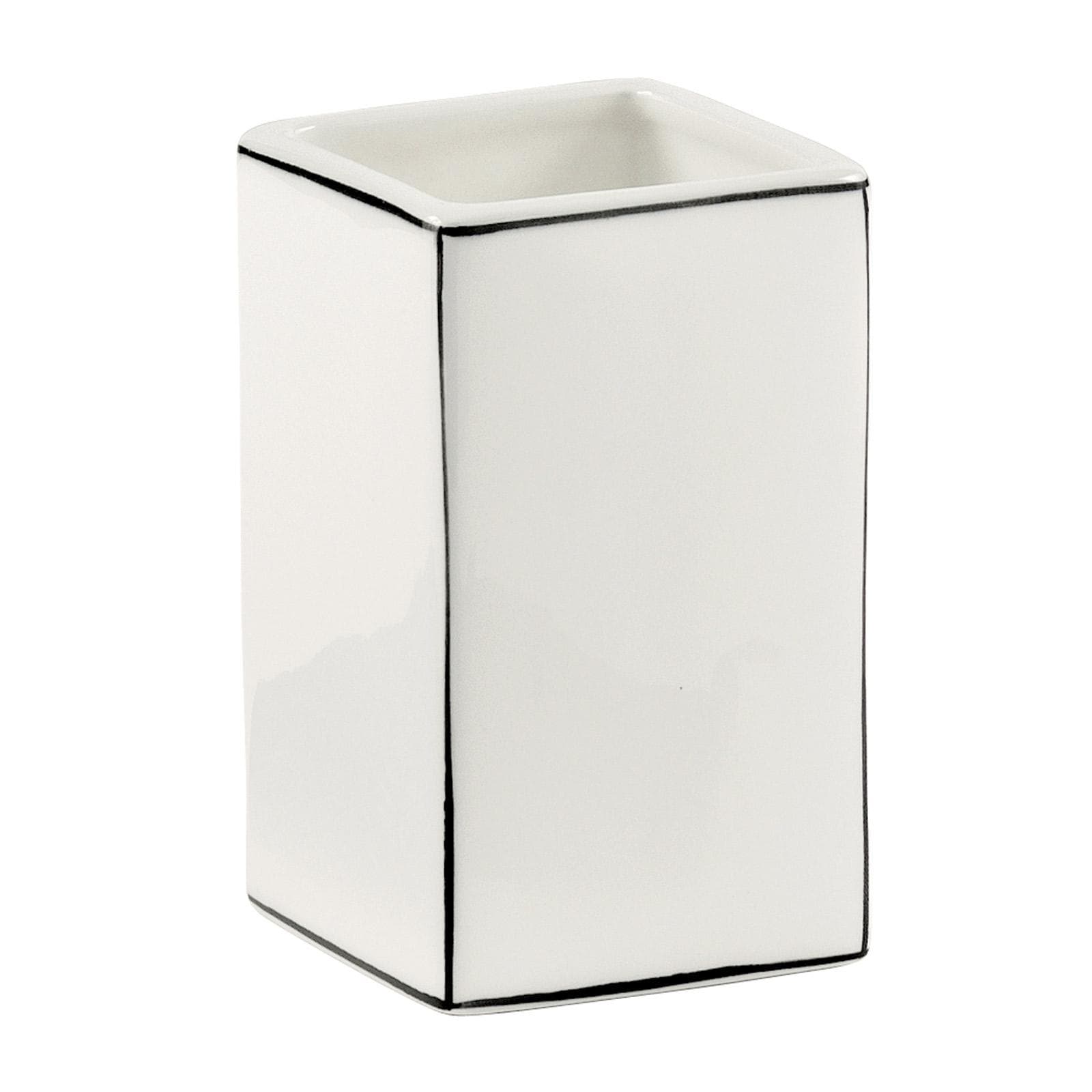 Set 3 accessori da appoggio in ceramica bianco con profilo nero - Lucrezia di Gedy
