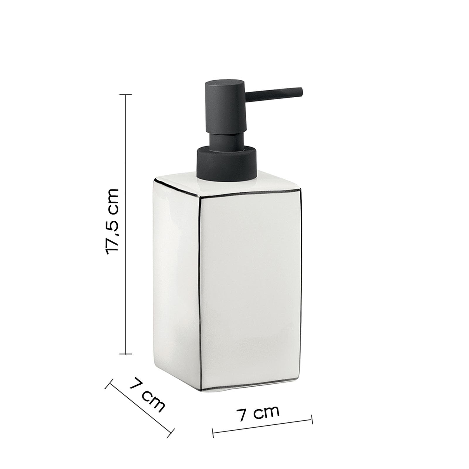 Set 3 accessori da appoggio in ceramica bianco con profilo nero - Lucrezia di Gedy