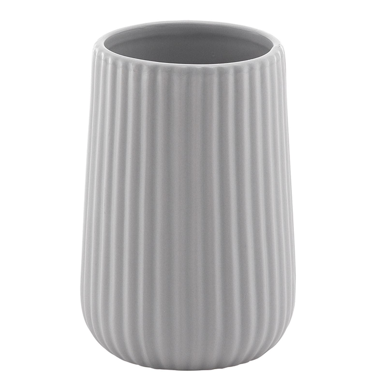 Set 2 accessori da appoggio in ceramica grigio rigato - Marika di Gedy