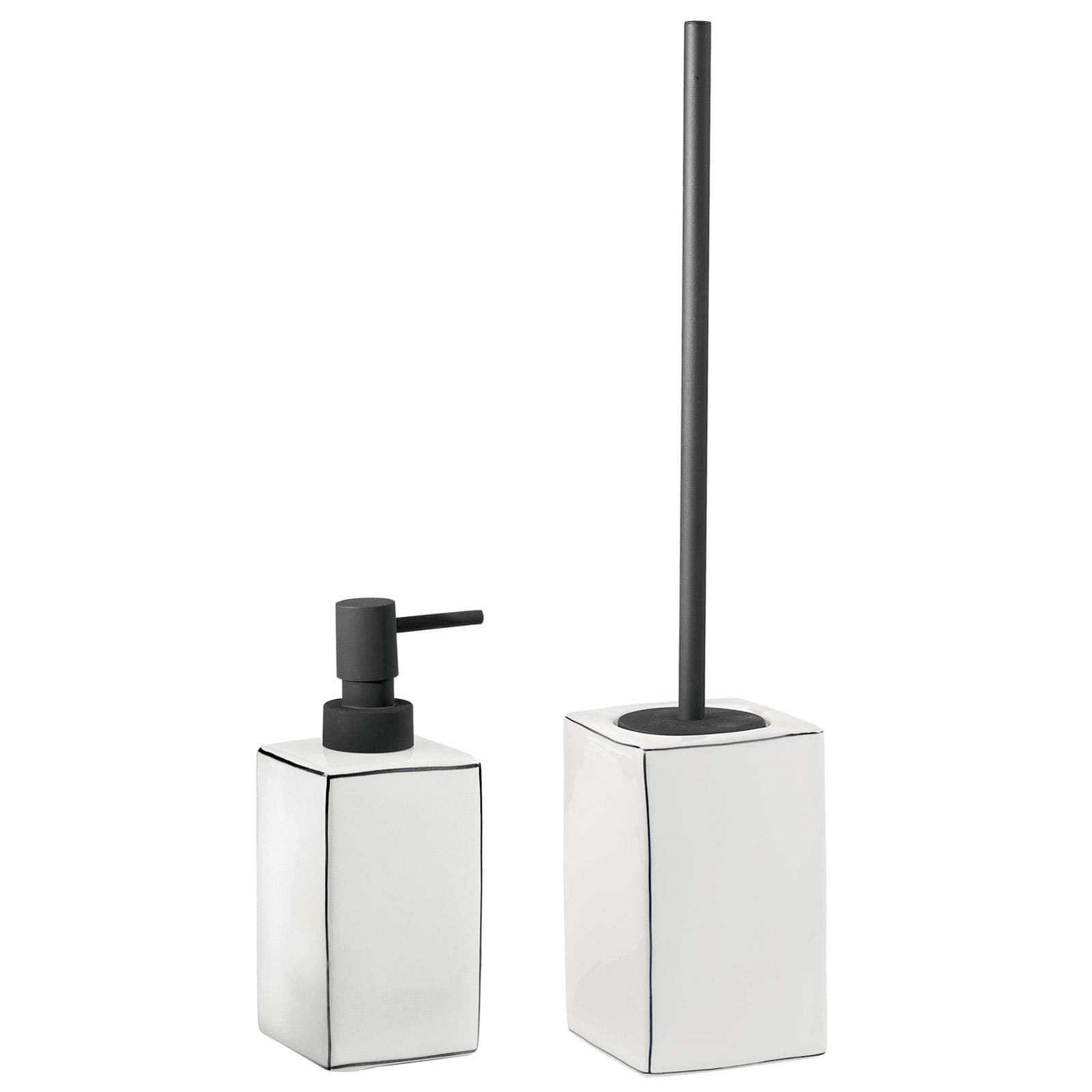 Set 2 accessori d'appoggio in ceramica bianco e profilo nero - Lucrezia di Gedy