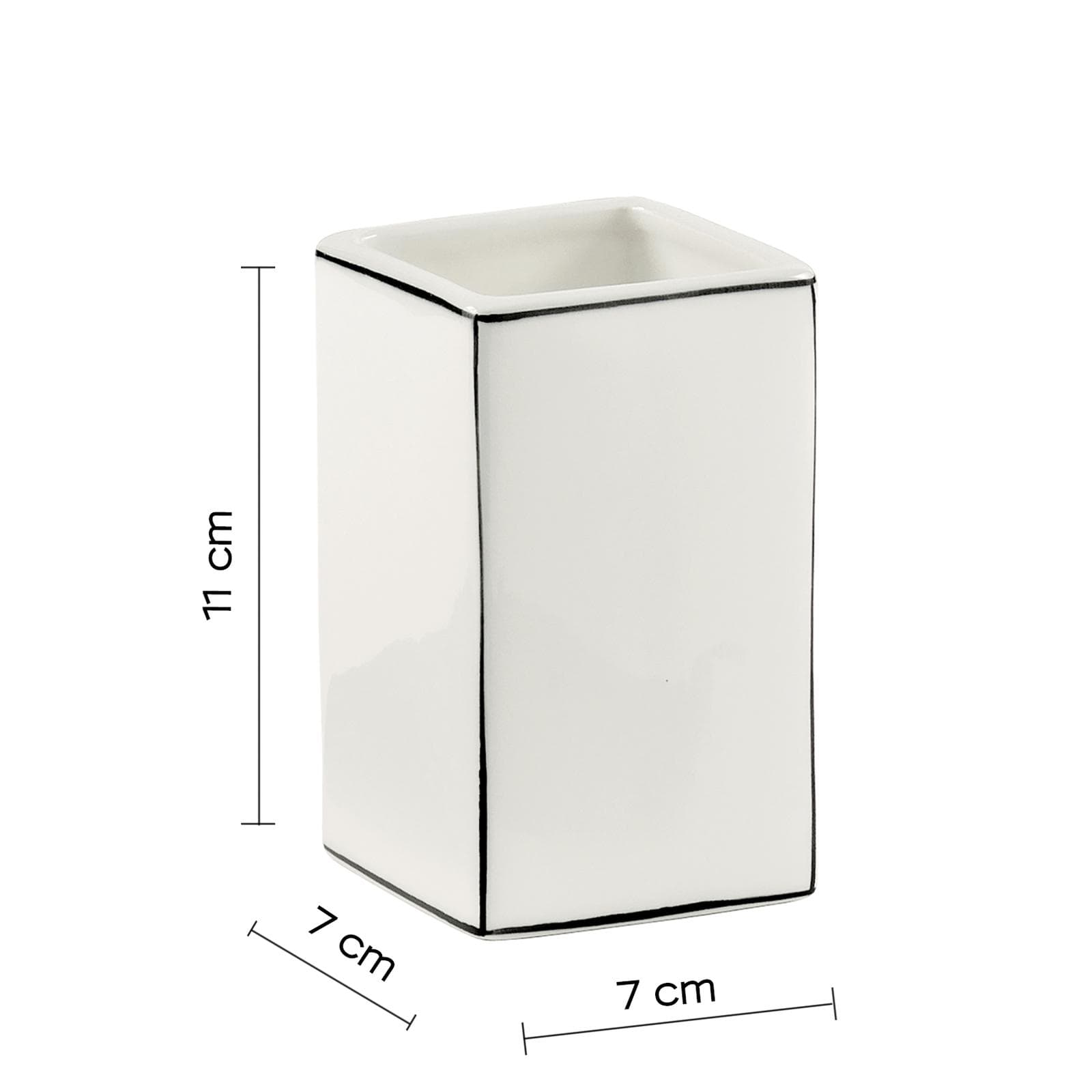 Set 2 accessori da appoggio in ceramica bianco e profilo nero - Lucrezia di Gedy
