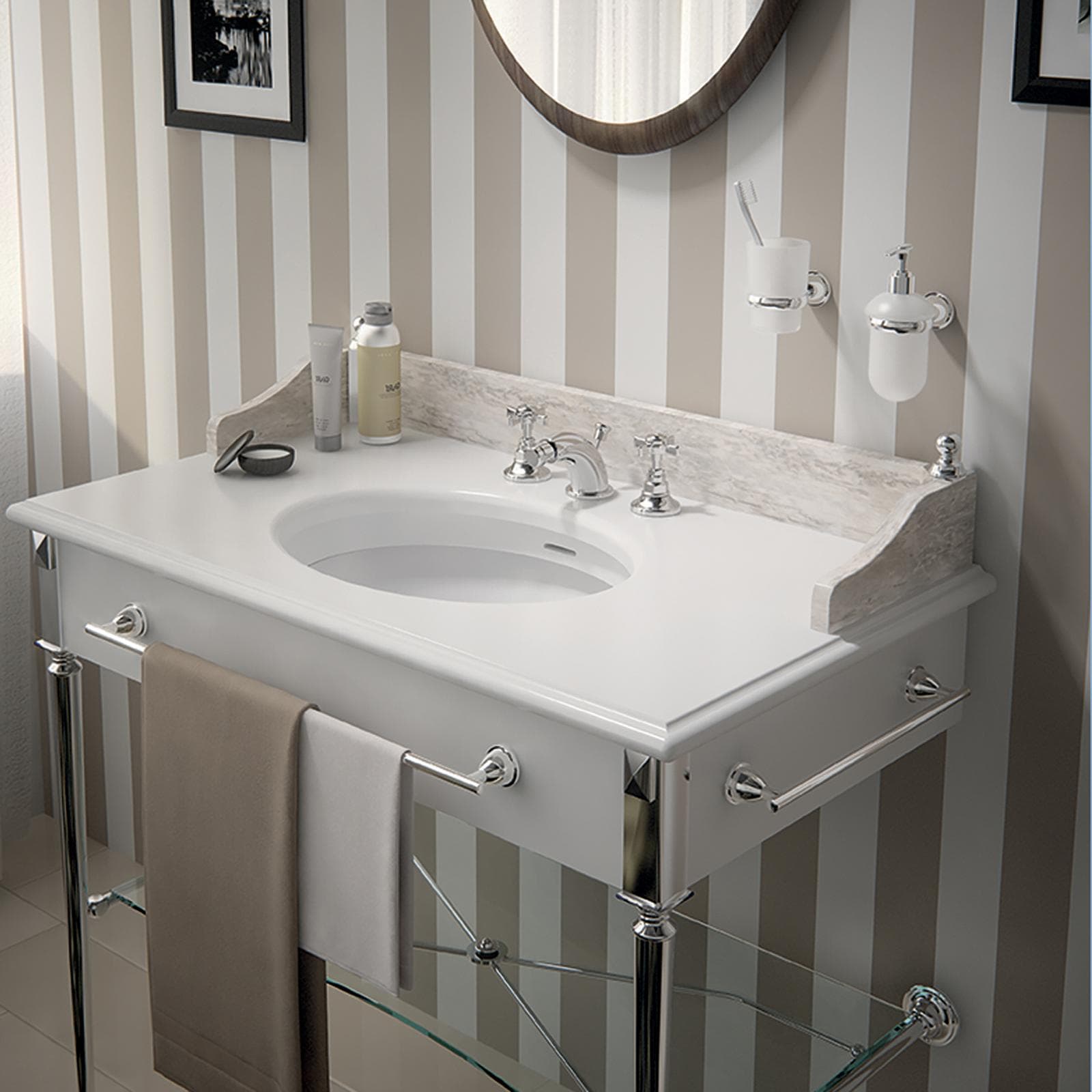 Set 5 accessori a muro in acciaio inox e cromall cromo - Genziana di Gedy