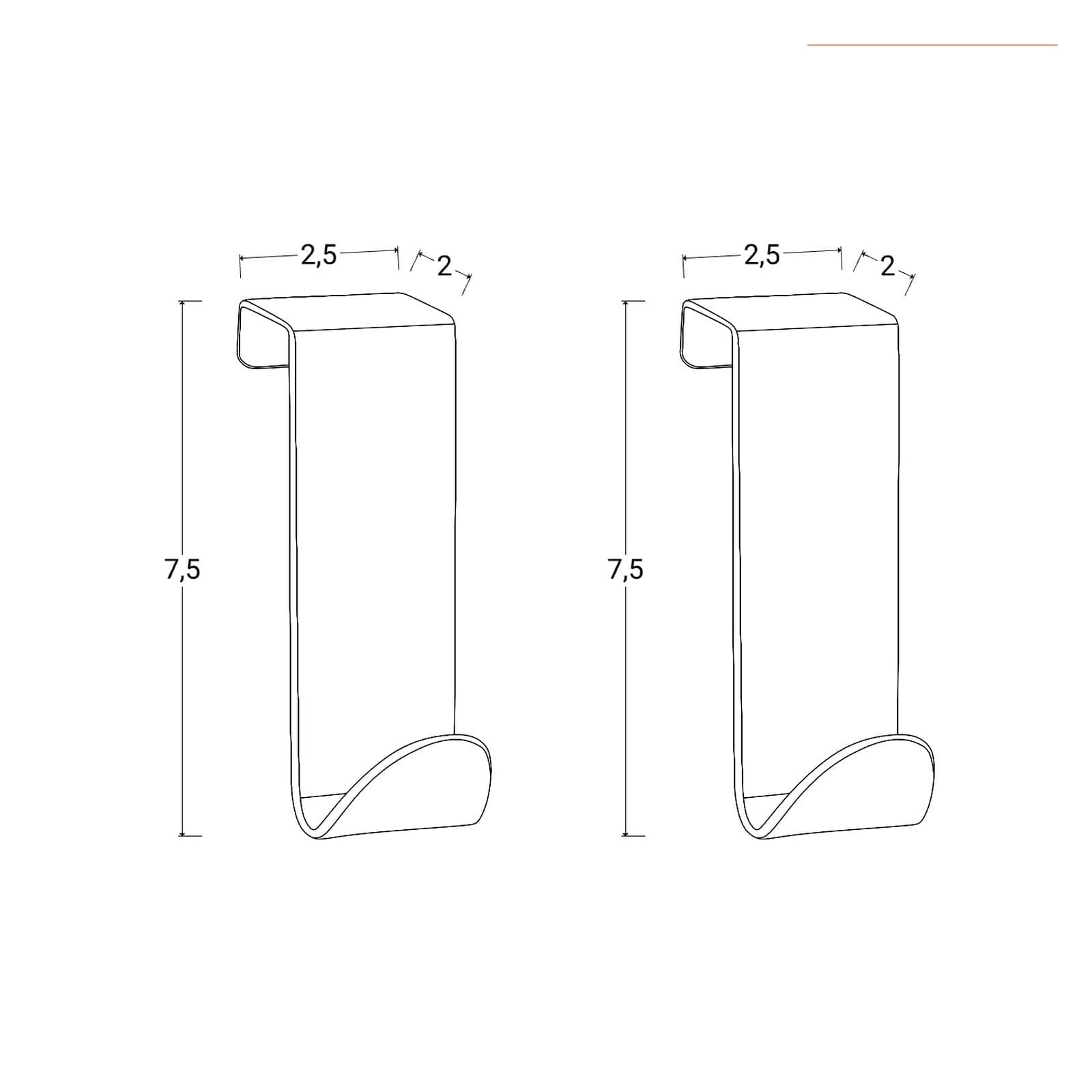 Set 2 appendini per porta o termoarredi in acciaio inox spazzolato - Arthur