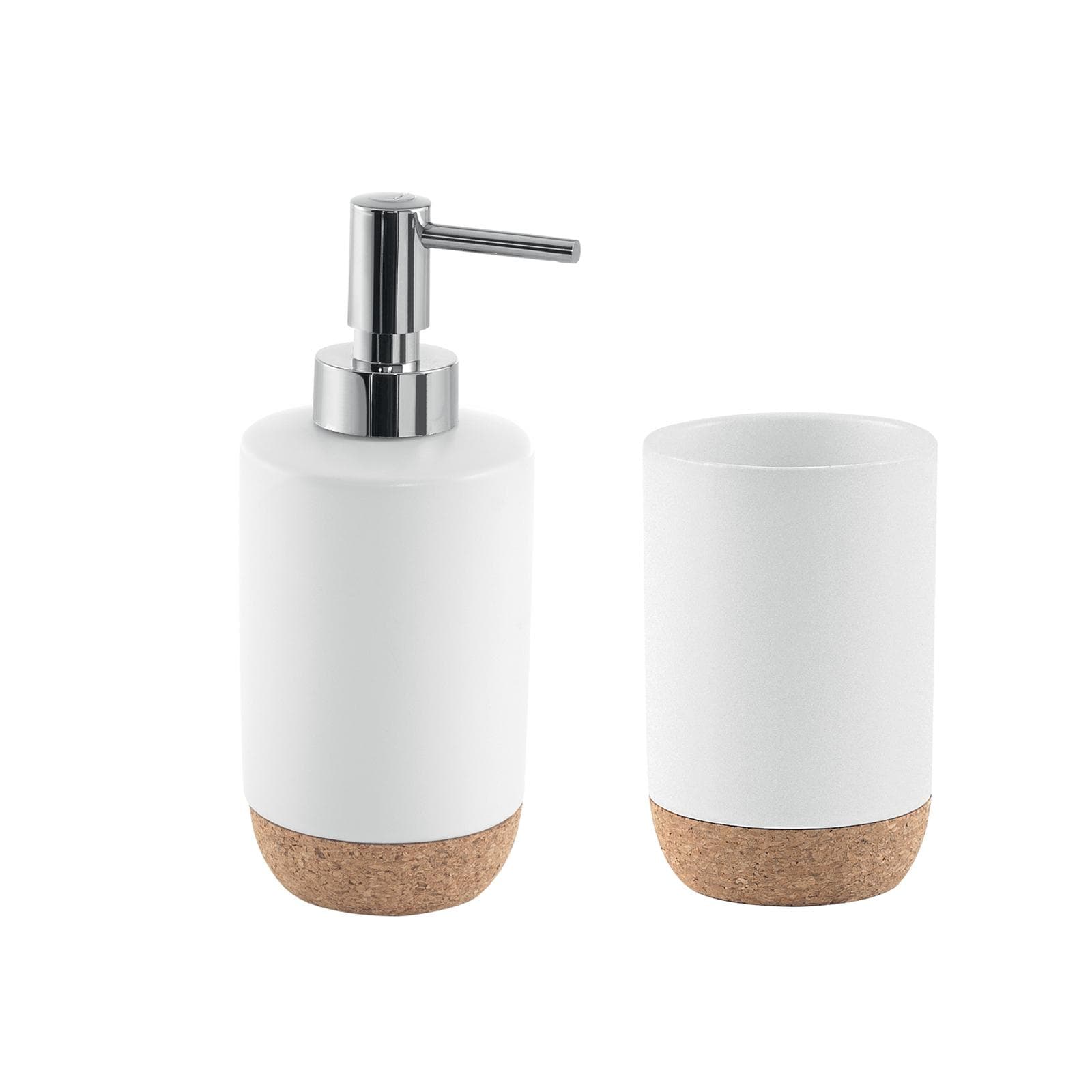 Set 2 accessori d'appoggio in ceramica bianco e sughero - Ilary di Gedy
