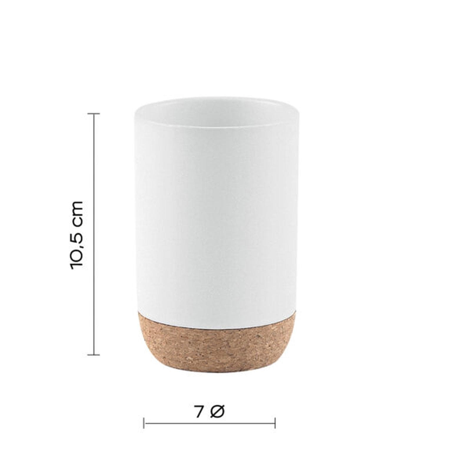 Set 2 accessori d'appoggio in ceramica bianco e sughero - Ilary di Gedy