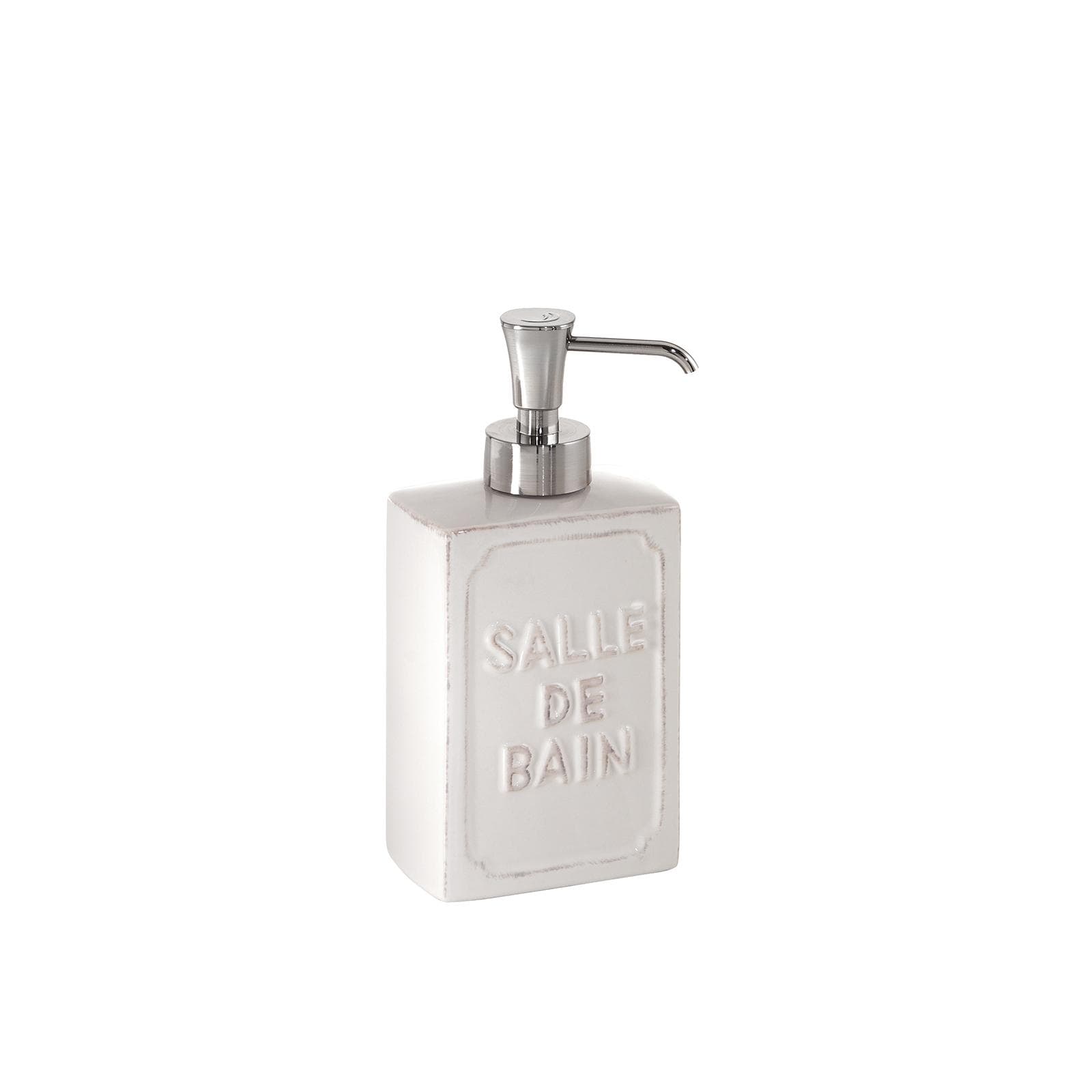 Set 3 accessori da appoggio in ceramica bianco antico con stampa in rilievo - Vivienne di Gedy