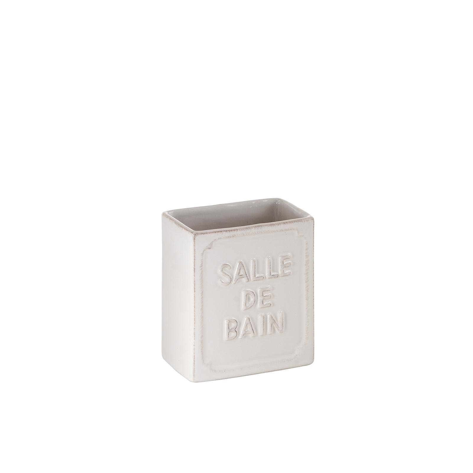 Set 3 accessori da appoggio in ceramica bianco antico con stampa in rilievo - Vivienne di Gedy