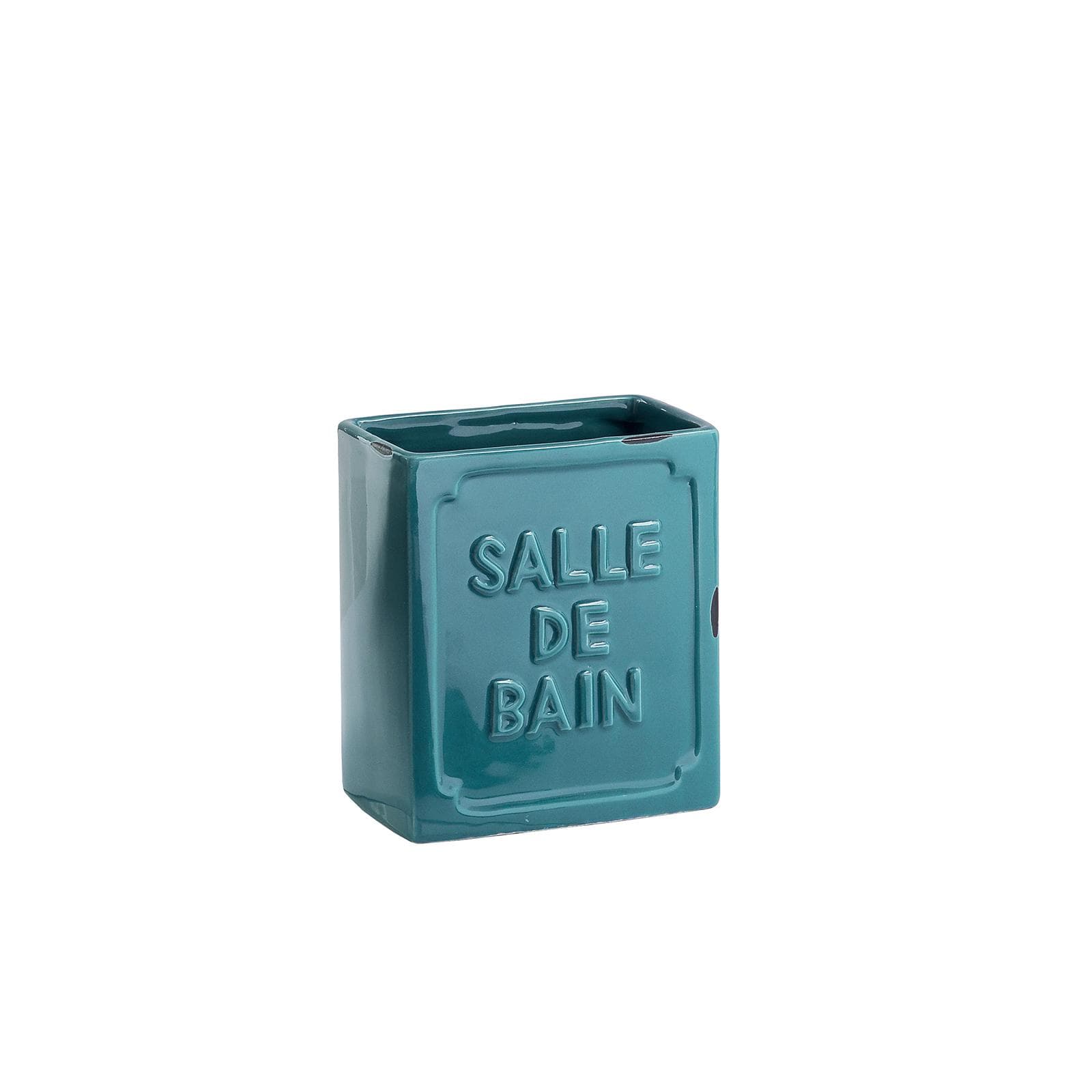 Set 3 accessori da appoggio in ceramica blu con stampa in rilievo - Vivienne di Gedy