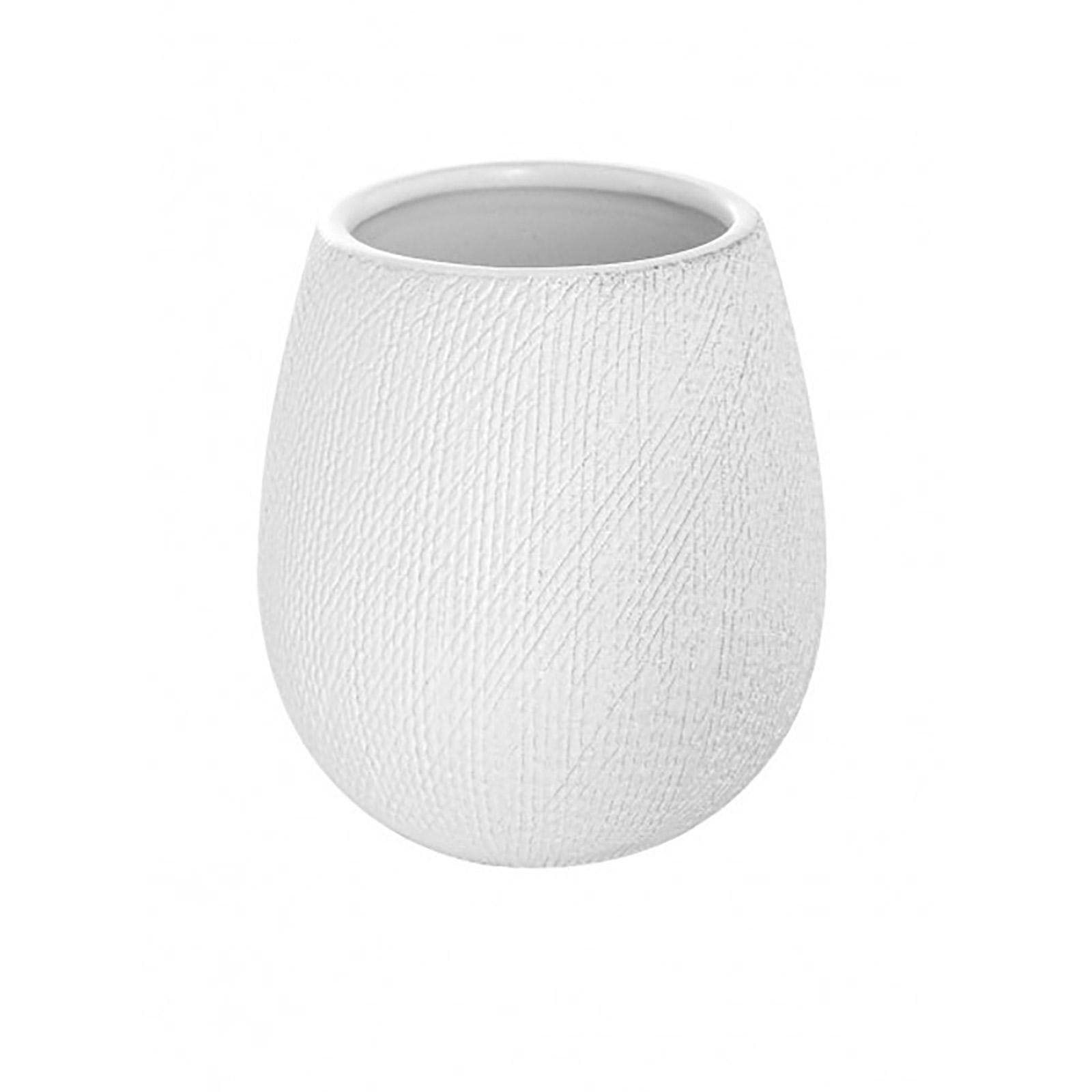 Set 3 accessori da bagno da appoggio in acciaio e ceramica bianco