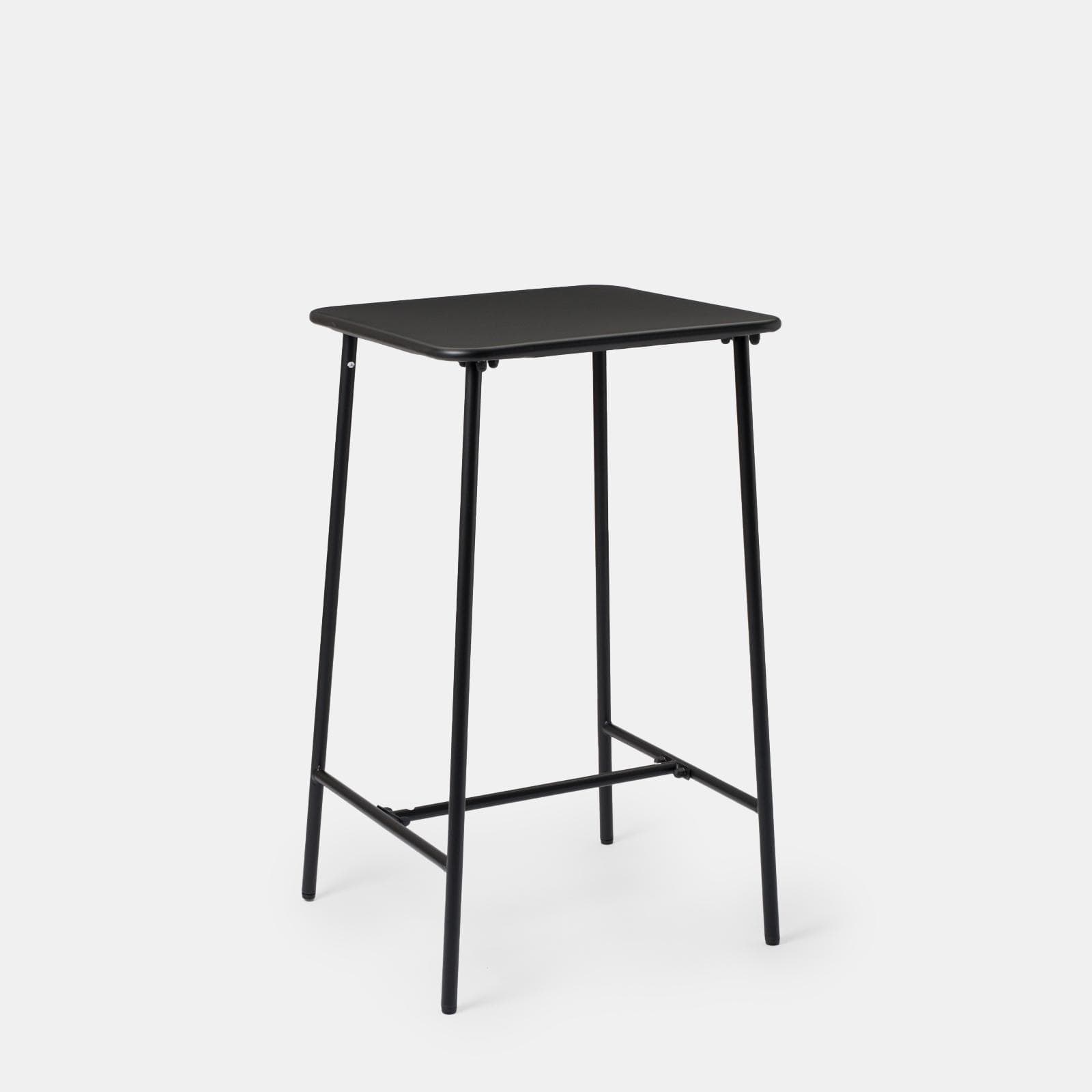 Set bistrot con tavolo alto 60x60 cm e 2 sgabelli in acciaio nero - Faber