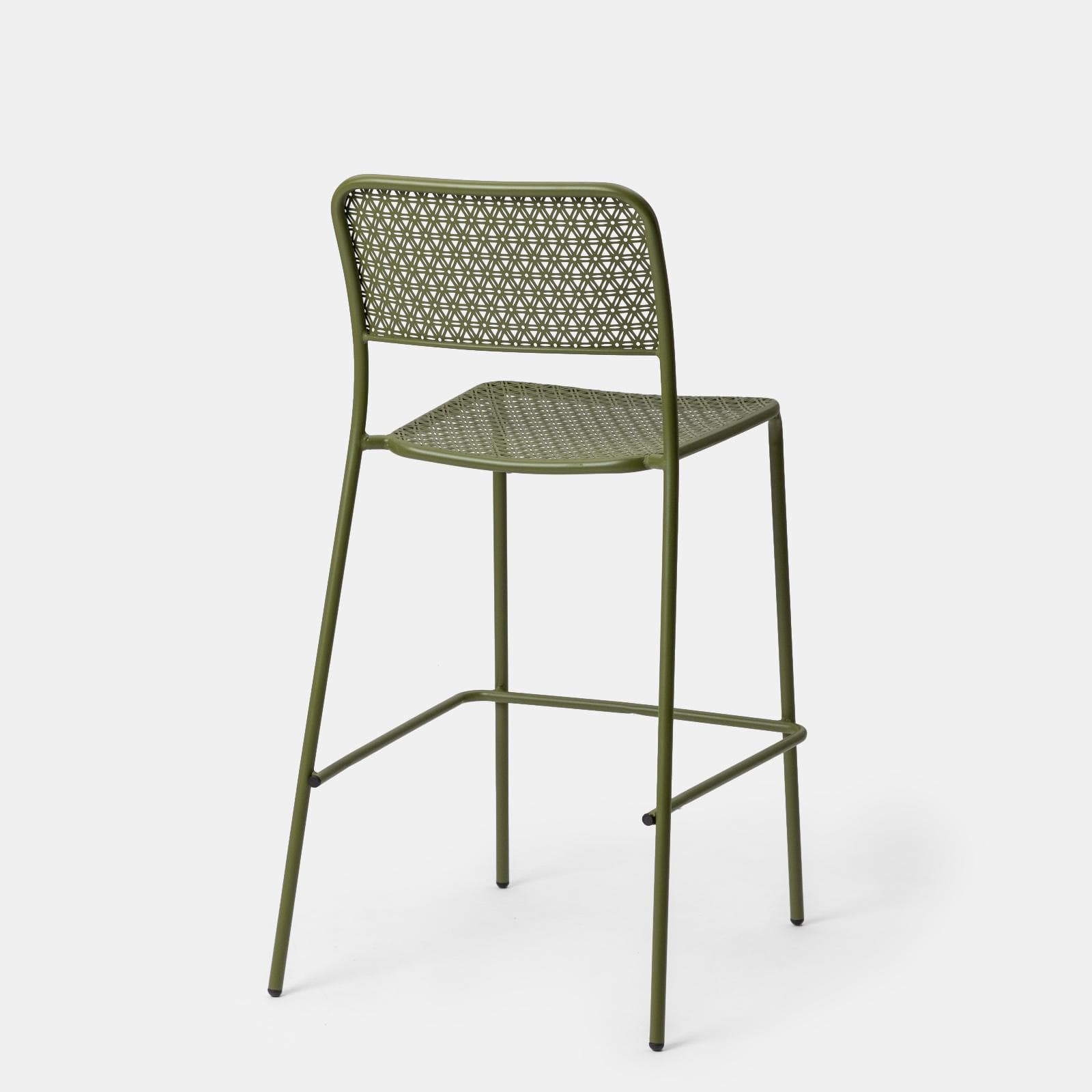 Set bistrot con tavolo alto e 2 sgabelli in acciaio verde oliva - Faber