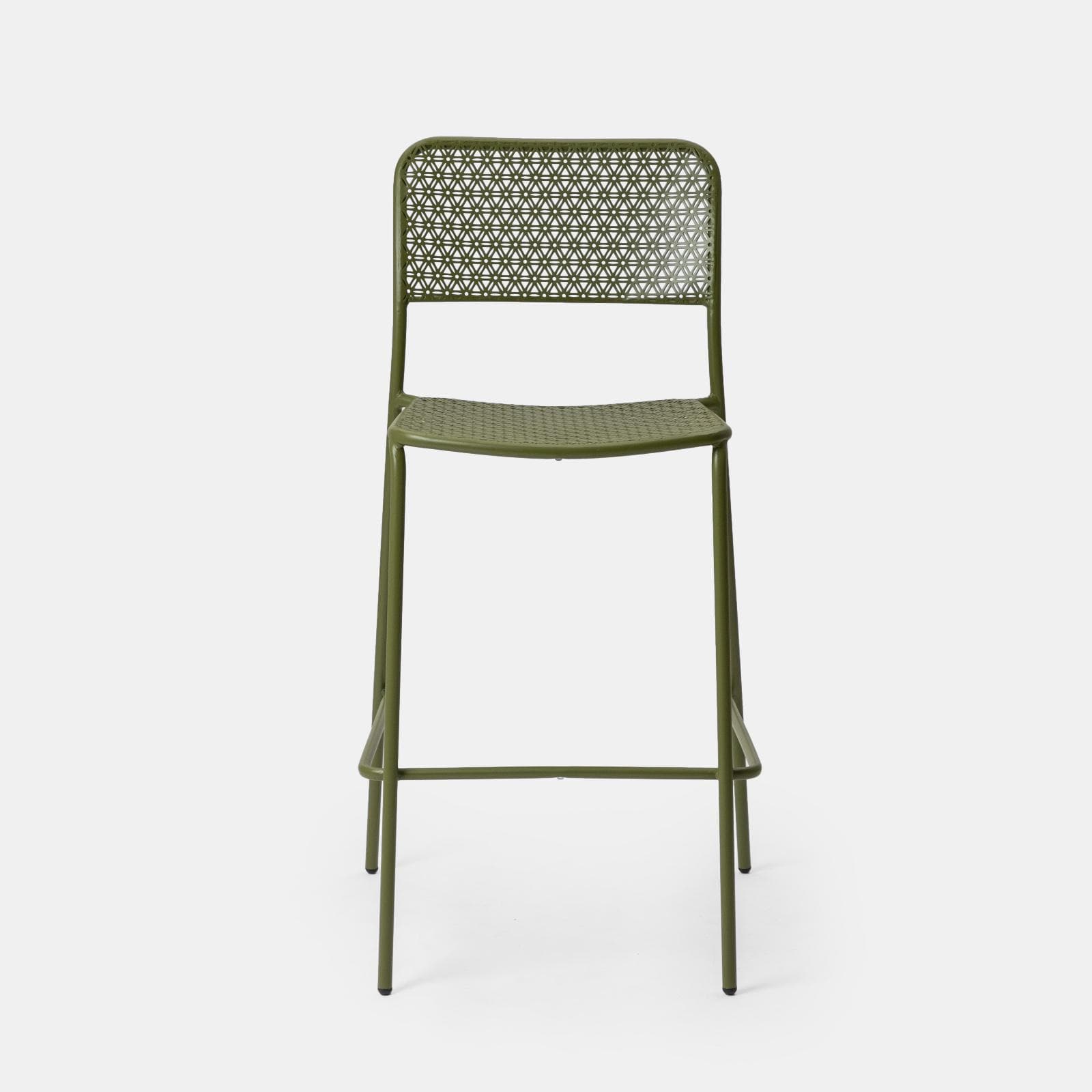 Set bistrot con tavolo alto e 2 sgabelli in acciaio verde oliva - Faber