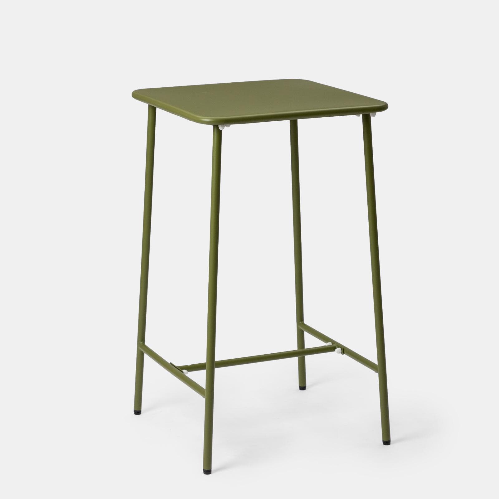 Set bistrot con tavolo alto e 2 sgabelli in acciaio verde oliva - Faber