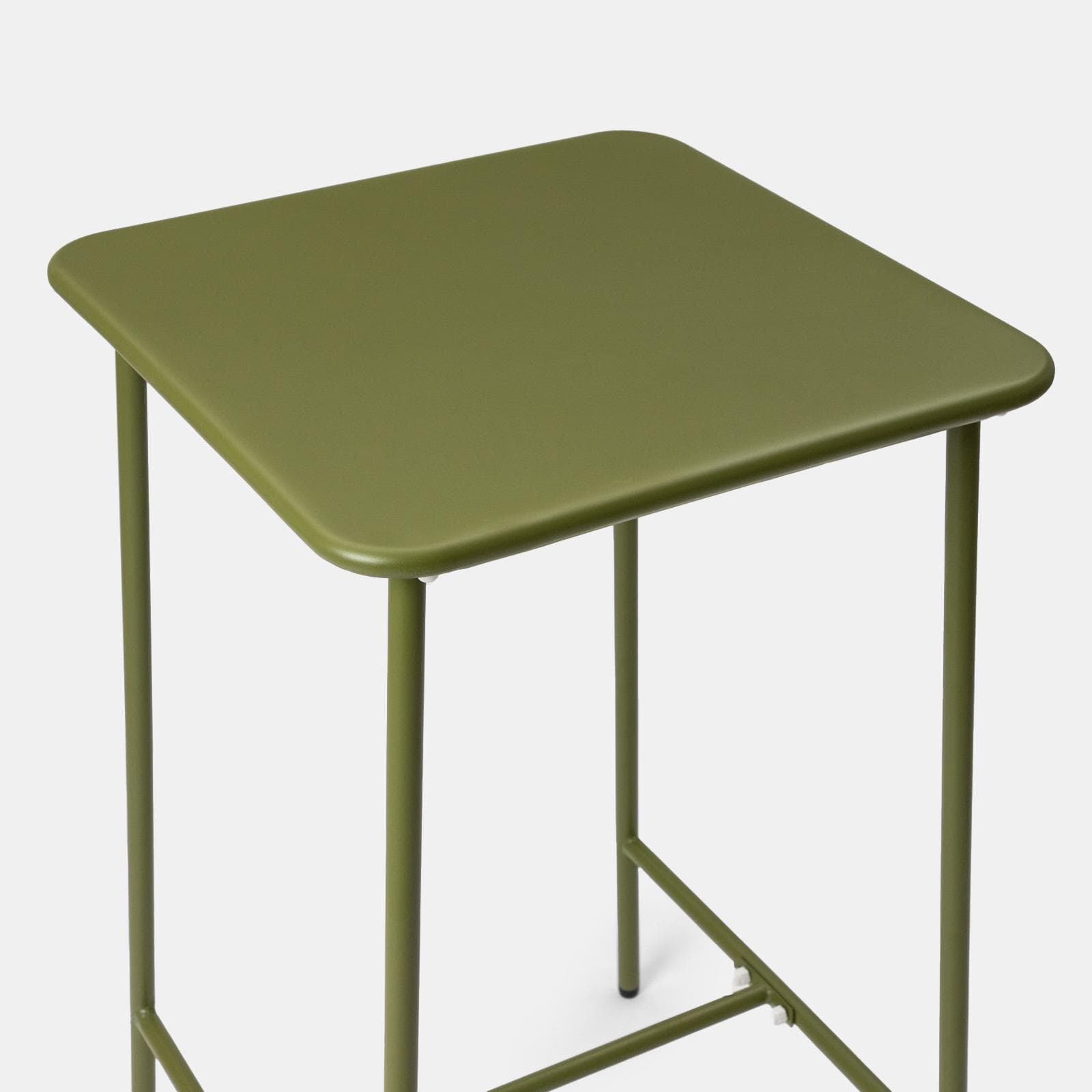 Set bistrot con tavolo alto e 2 sgabelli in acciaio verde oliva - Faber
