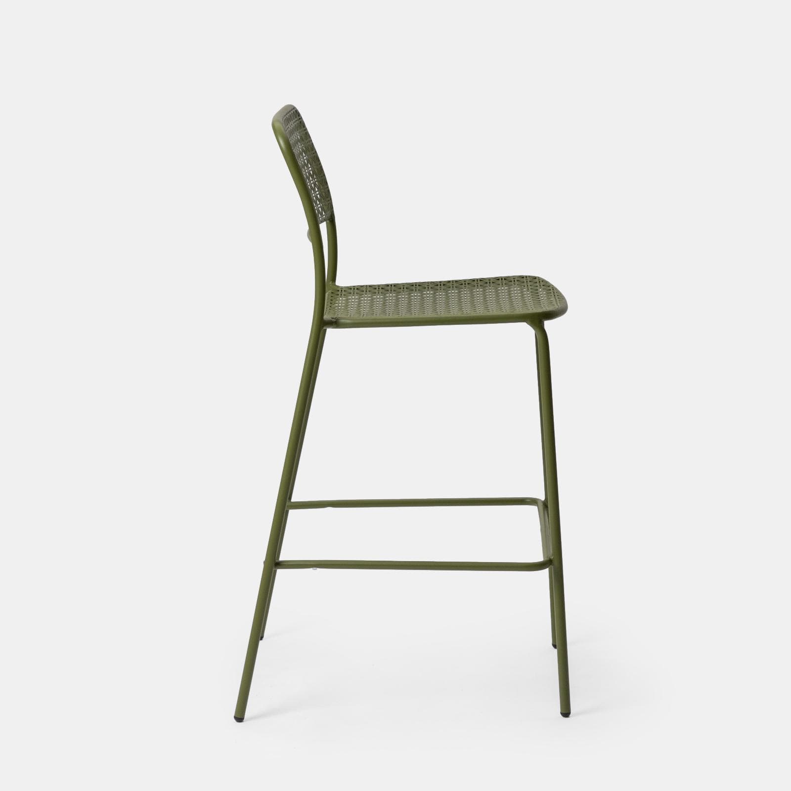Set bistrot con tavolo alto e 2 sgabelli in acciaio verde oliva - Faber