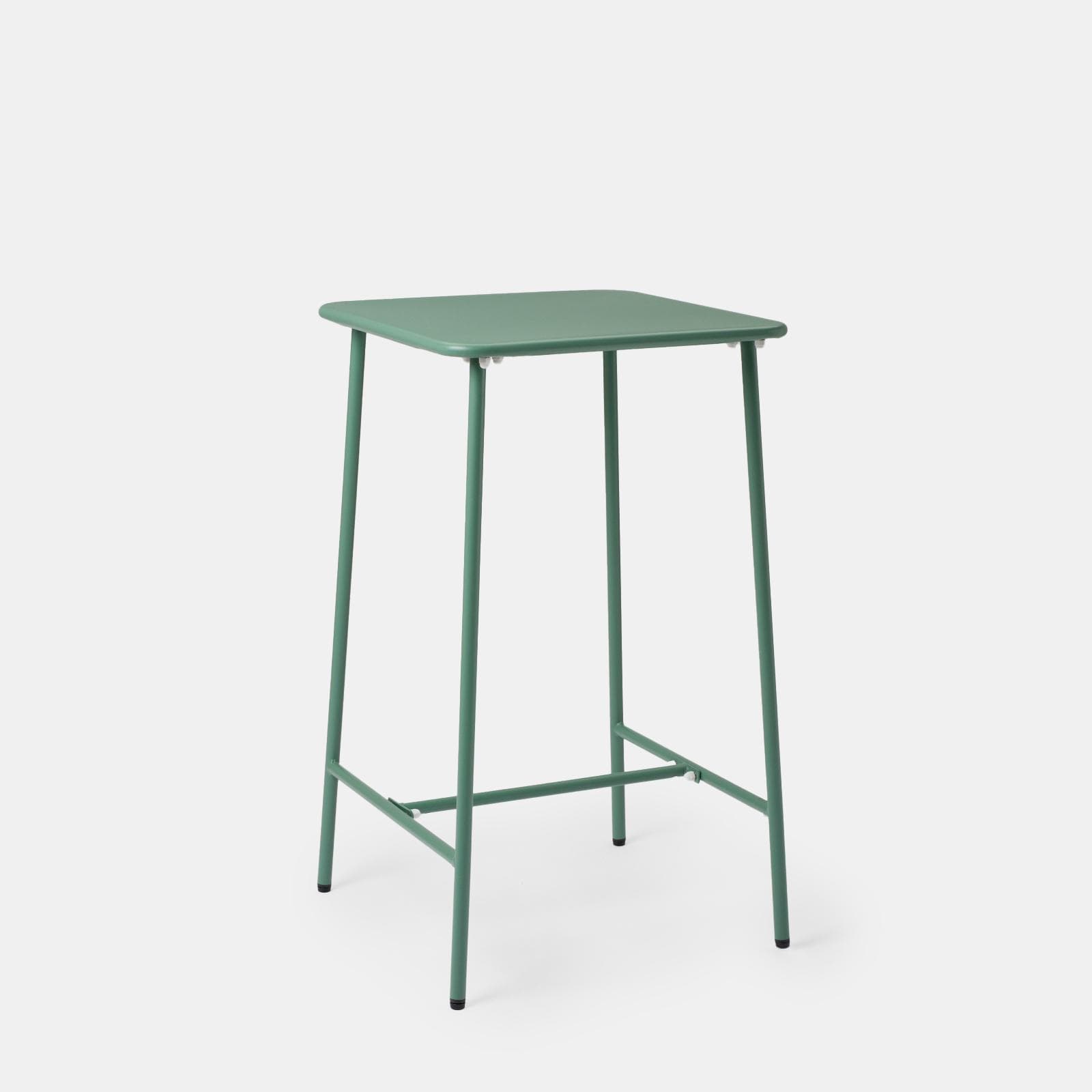 Set bistrot con tavolo alto e 2 sgabelli in acciaio verde marino - Faber