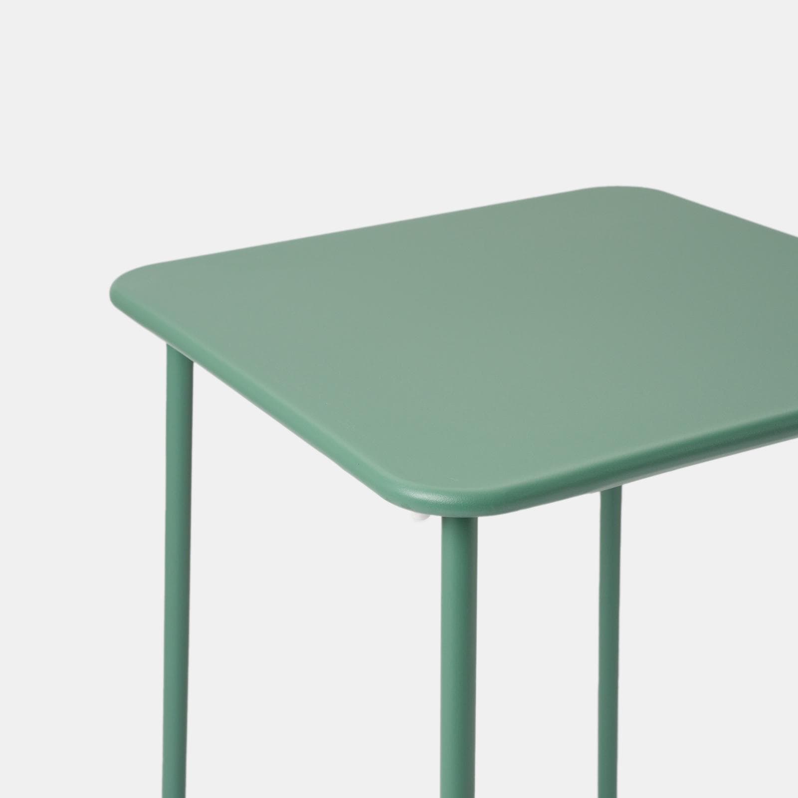 Set bistrot con tavolo alto e 2 sgabelli in acciaio verde marino - Faber