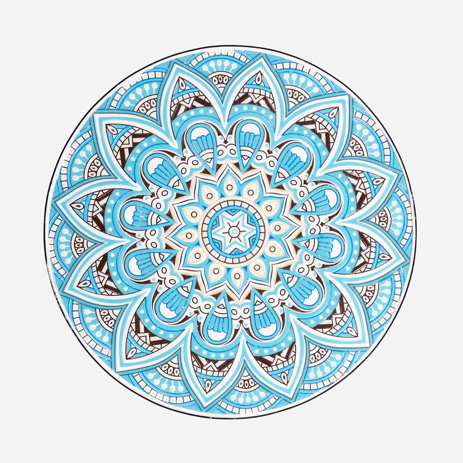 Set bistrot 2 sedie e tavolo rotondo 60 cm con decorazione mandala blu - Otranto