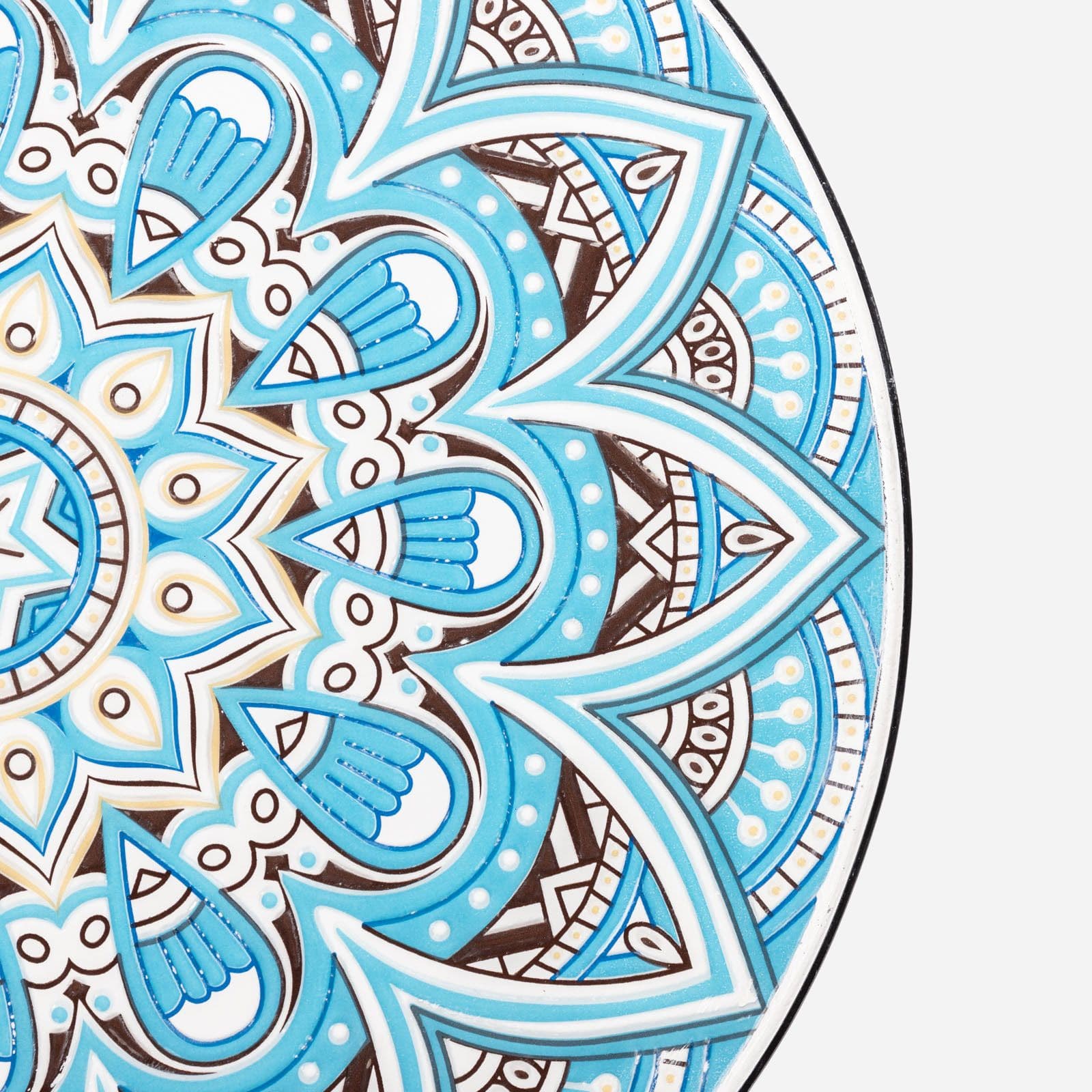 Set bistrot 2 sedie e tavolo rotondo 60 cm con decorazione mandala blu - Otranto