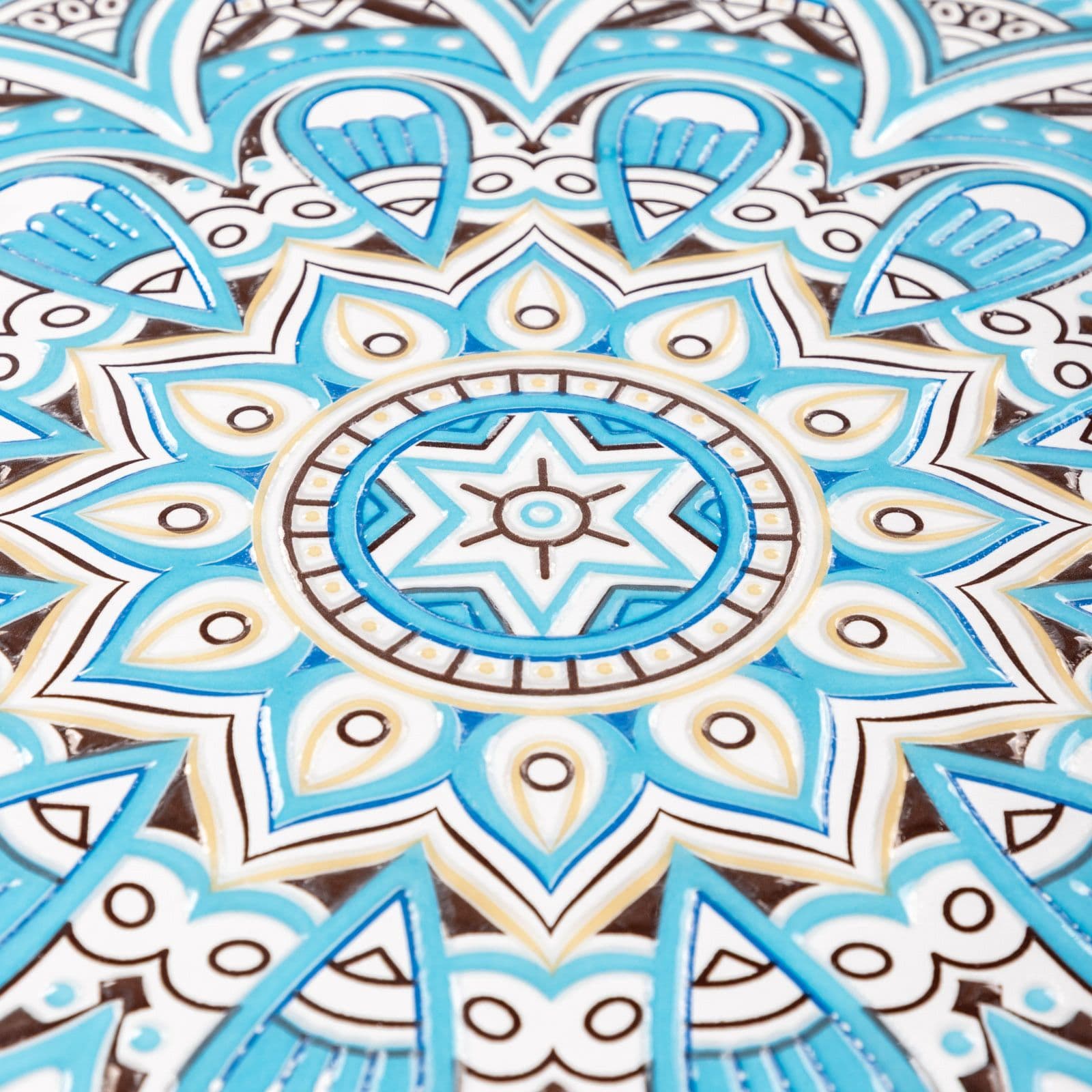Set bistrot 2 sedie e tavolo rotondo 60 cm con decorazione mandala blu - Otranto
