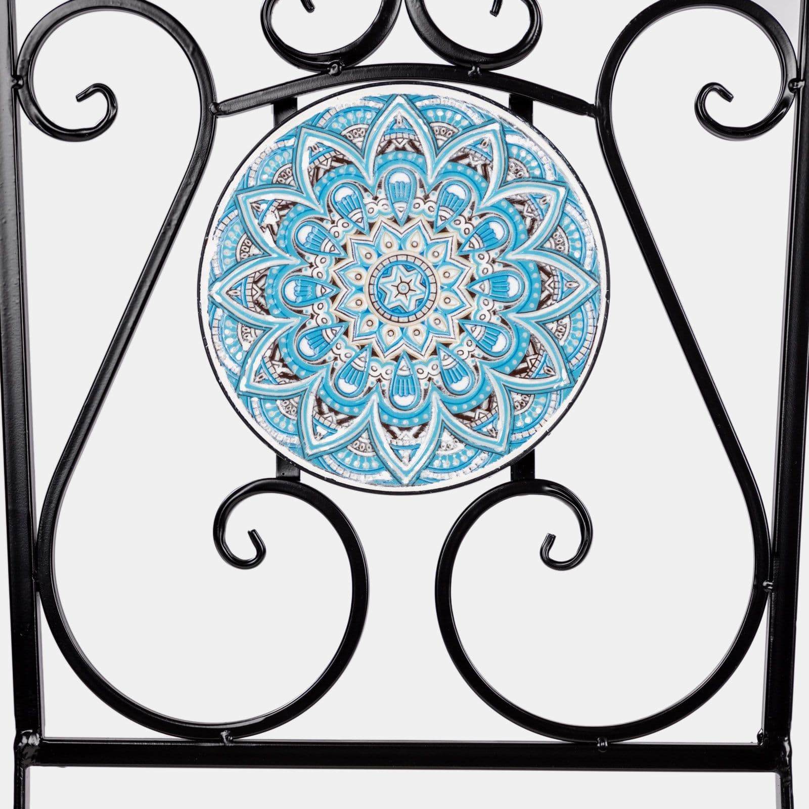 Set bistrot 2 sedie e tavolo rotondo 60 cm con decorazione mandala blu - Otranto