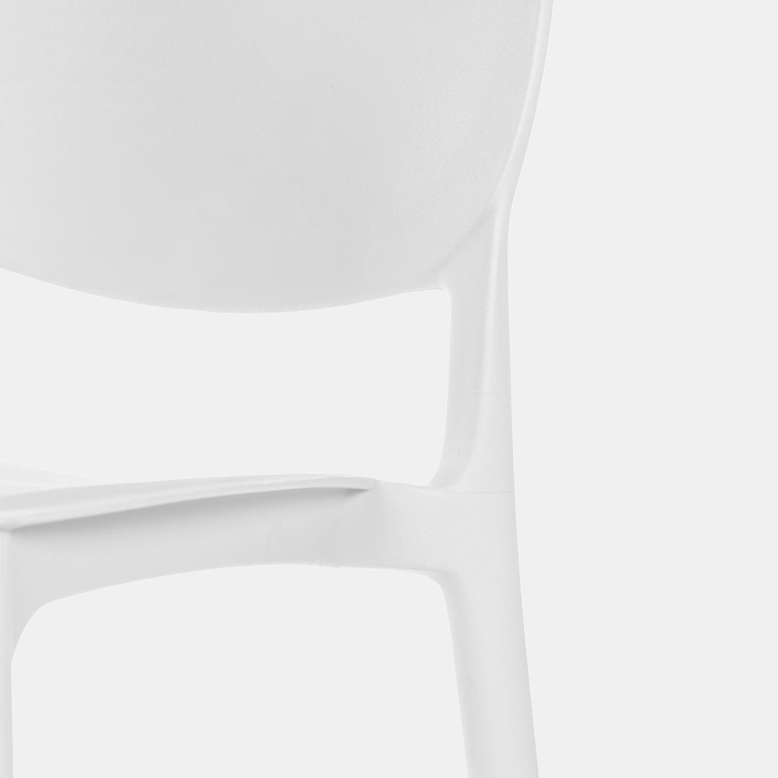 Set bistrot con tavolo rotondo 60 cm e 2 sedie impilabili in polipropilene bianco - Tulipano