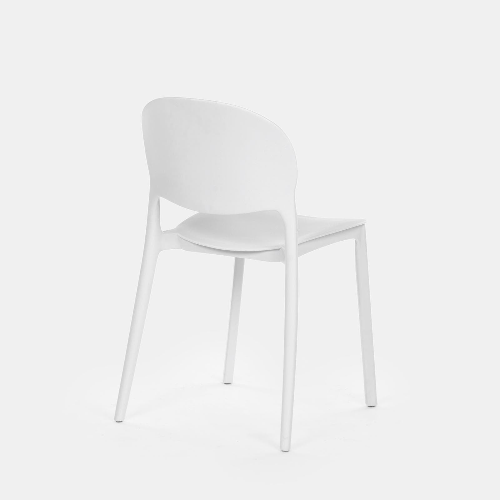 Set bistrot con tavolo rotondo 60 cm e 2 sedie impilabili in polipropilene bianco - Tulipano