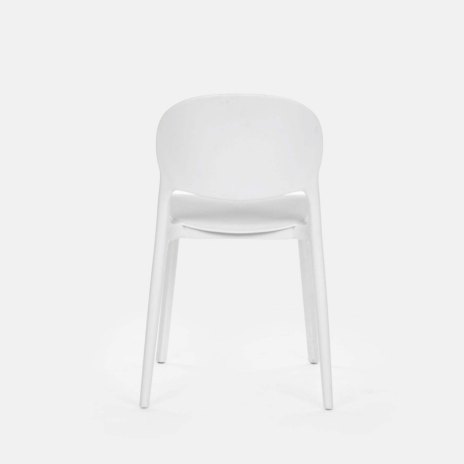 Set bistrot con tavolo rotondo 60 cm e 2 sedie impilabili in polipropilene bianco - Tulipano