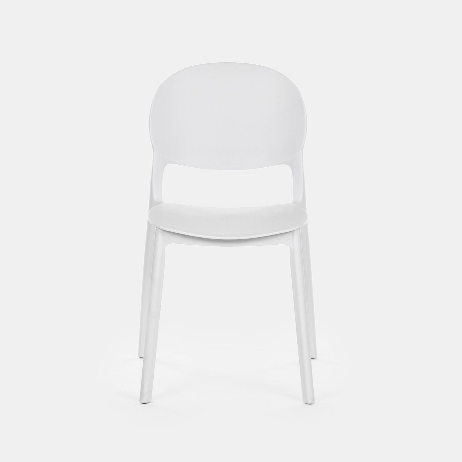 Set bistrot con tavolo rotondo 60 cm e 2 sedie impilabili in polipropilene bianco - Tulipano