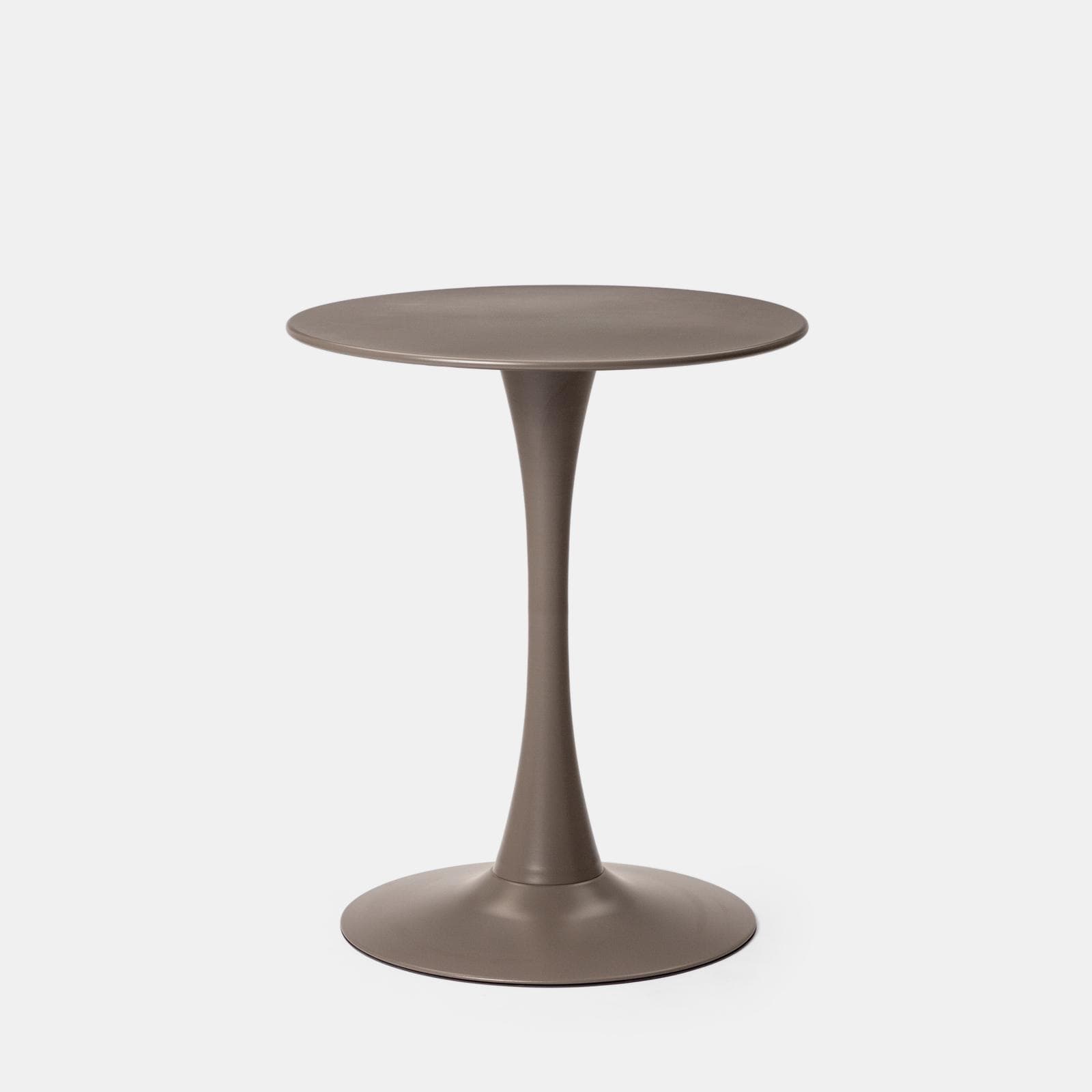 Set bistrot con tavolo rotondo 60 cm e 2 sedie impilabili in polipropilene cacao - Tulipano