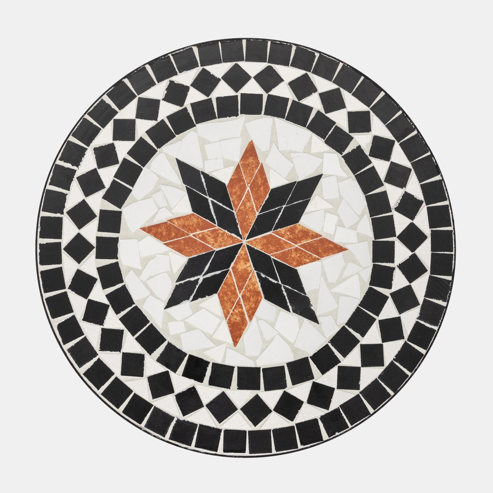 Set bistrot con tavolo rotondo 60 cm e due sedie pieghevoli con decorazione mosaico - Otranto