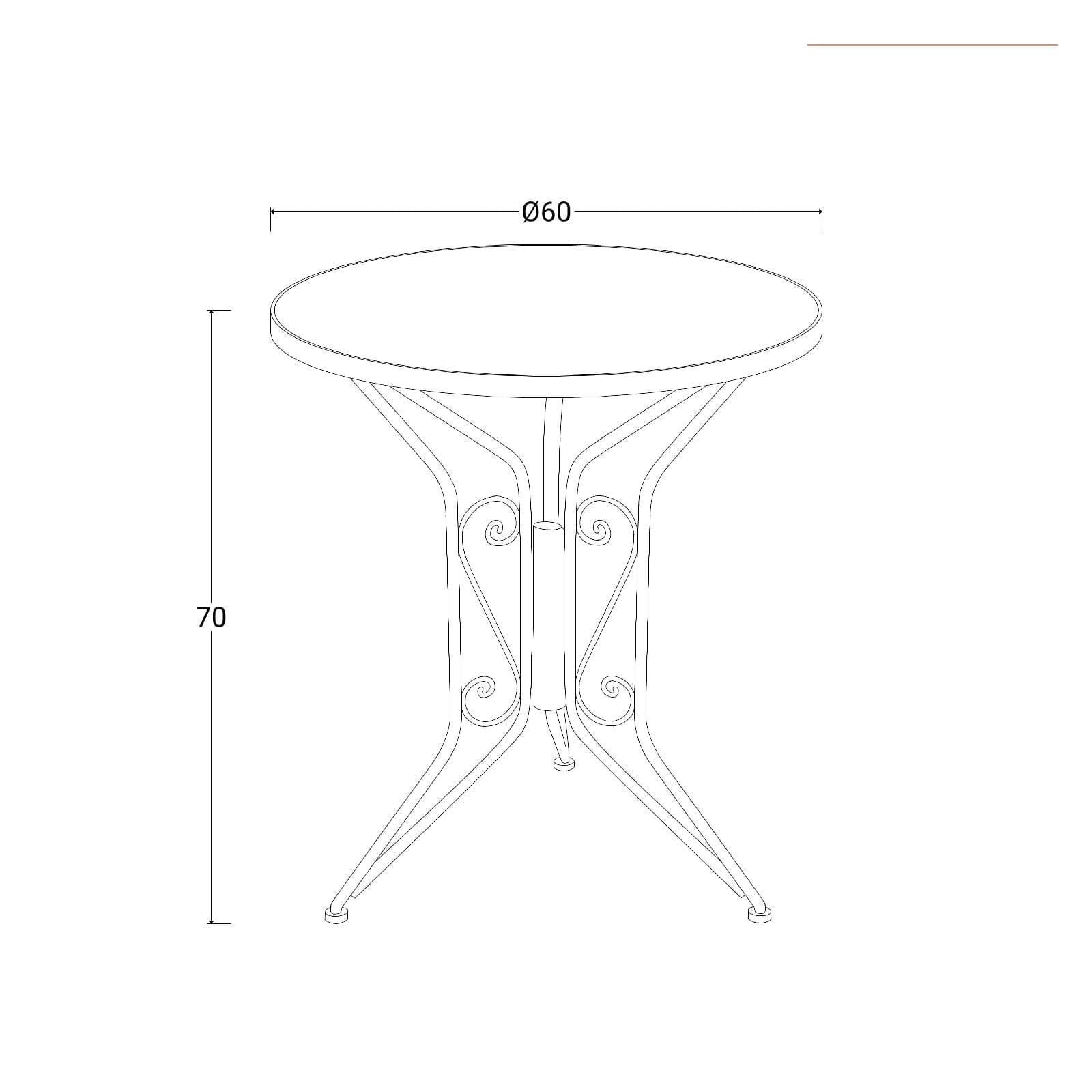 Set bistrot con tavolo rotondo 60 cm e due sedie pieghevoli con decorazione mosaico - Otranto